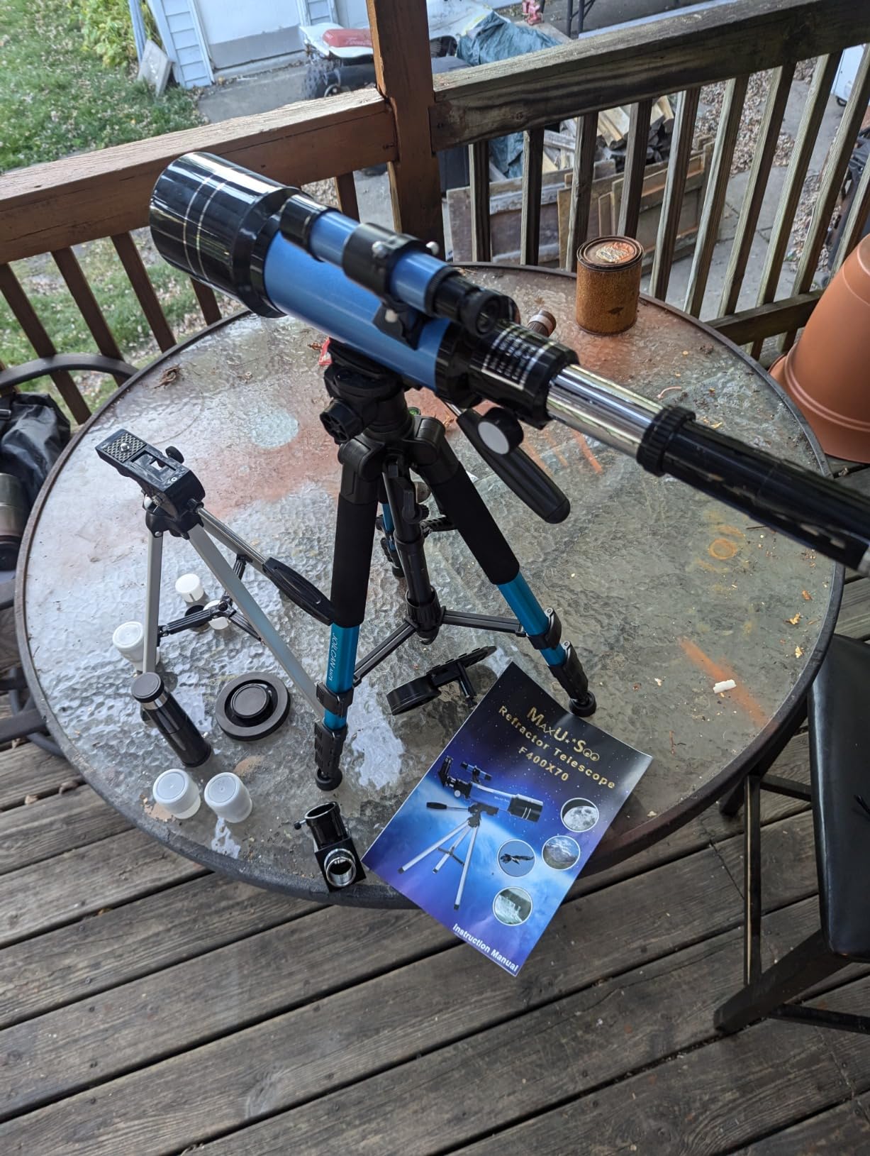 70mm Telescope for Kids & Astronomy Beginners, Refractor Telescope with Tripod & Finder Scope, Portable Telescope with 4 Magnification eyepieces & Phone Adapter Blue customer photo 2