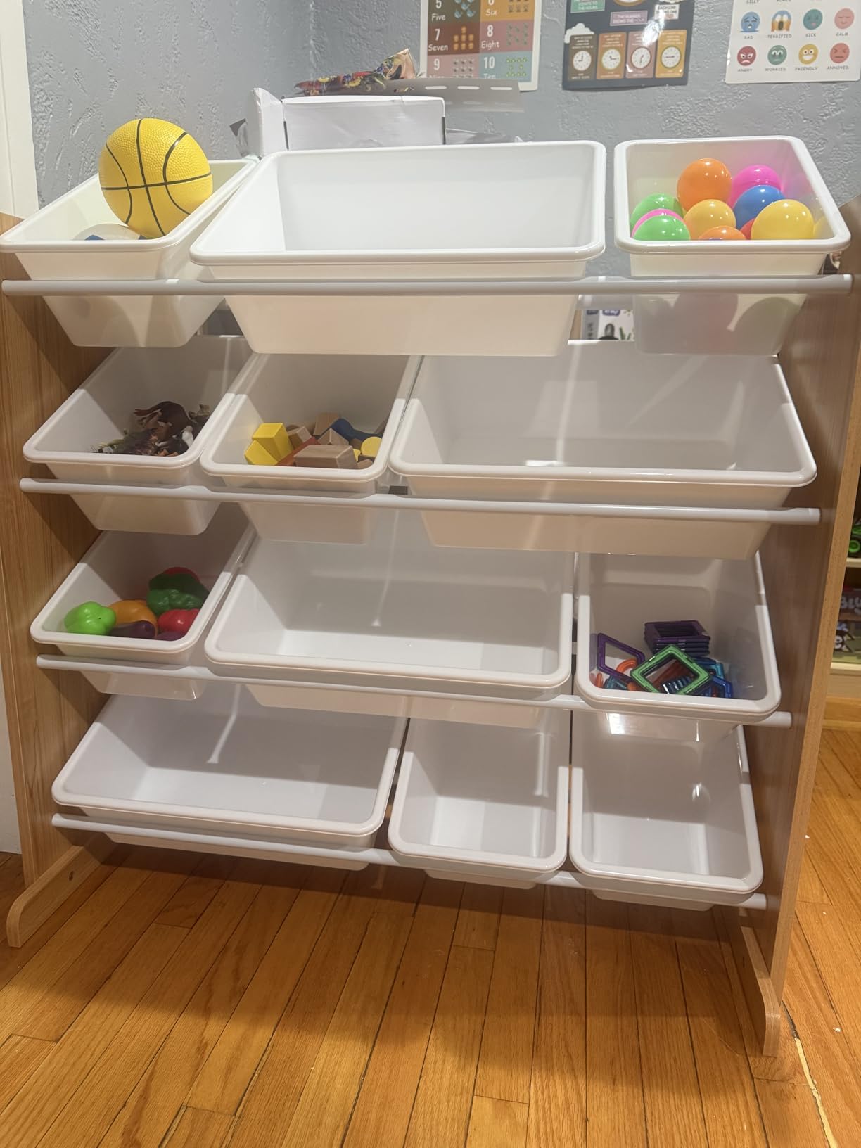 Humble Crew Toy Storage Organizer with 12 Removable Storage Bins for Kids Playroom, 4-Tier Toddler Toy Organization, Grey/White customer photo 1