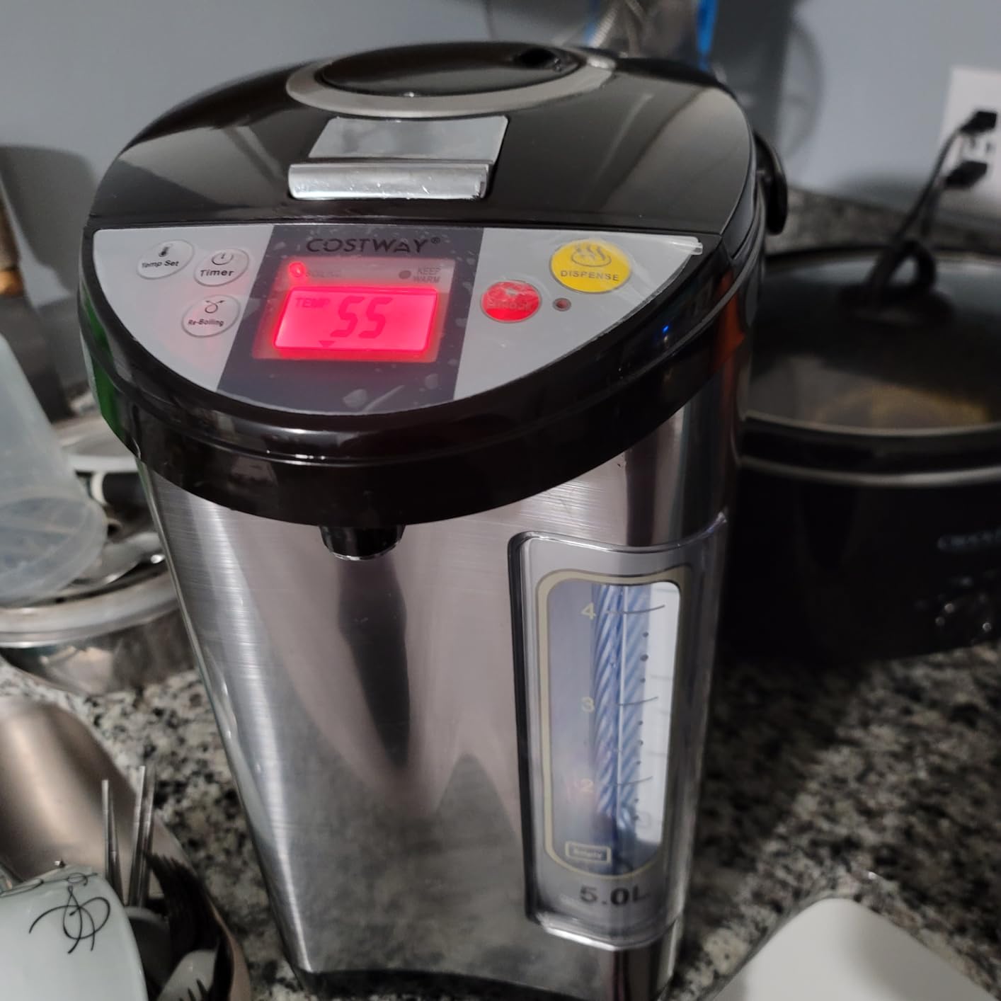 COSTWAY Instant Electric Hot Water Boiler and Warmer, 5-Liter LCD Water Pot with 5 Stage Temperature Settings, Safety Lock to Prevent Spillage, Stainless Steel Hot Water Dispenser customer photo 1