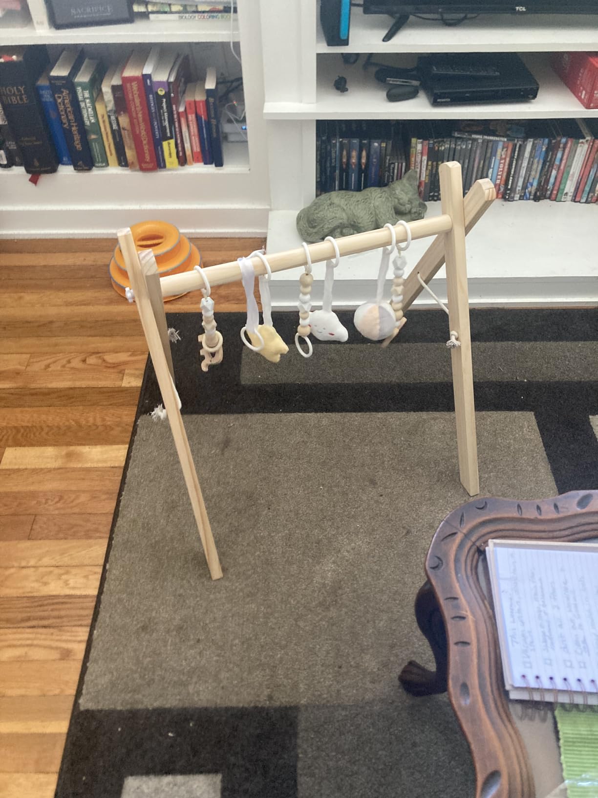 Mallify Wooden Baby Gym with 6 Gym Toys, Foldable Baby Play Gym, Natural Pine Wood Play Gym, Frame Activity Center Hanging Bar, Wooden Play Gym customer photo 1