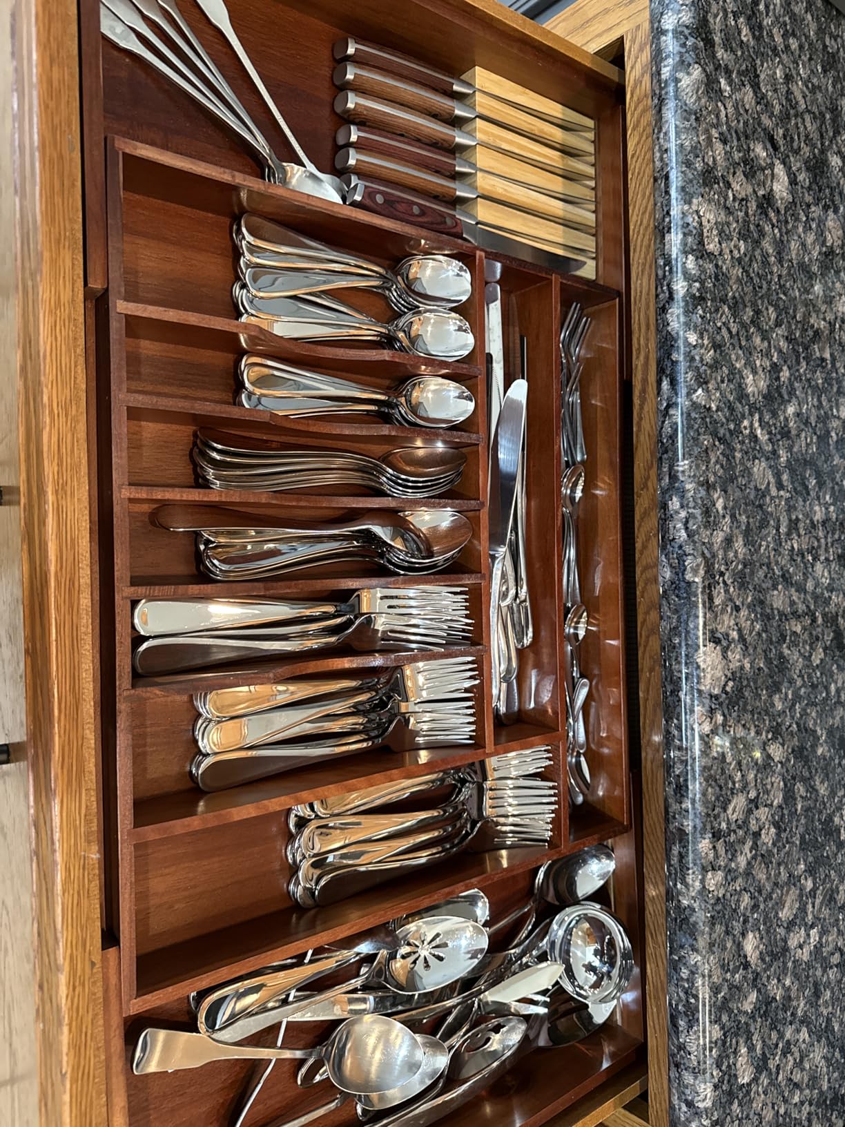 KitchenEdge Premium Silverware, Flatware and Utensil Organizer for Kitchen Drawers, Food-Safe Contract Grade, Expandable from 18 to 33 In, Natural Bamboo customer photo 2