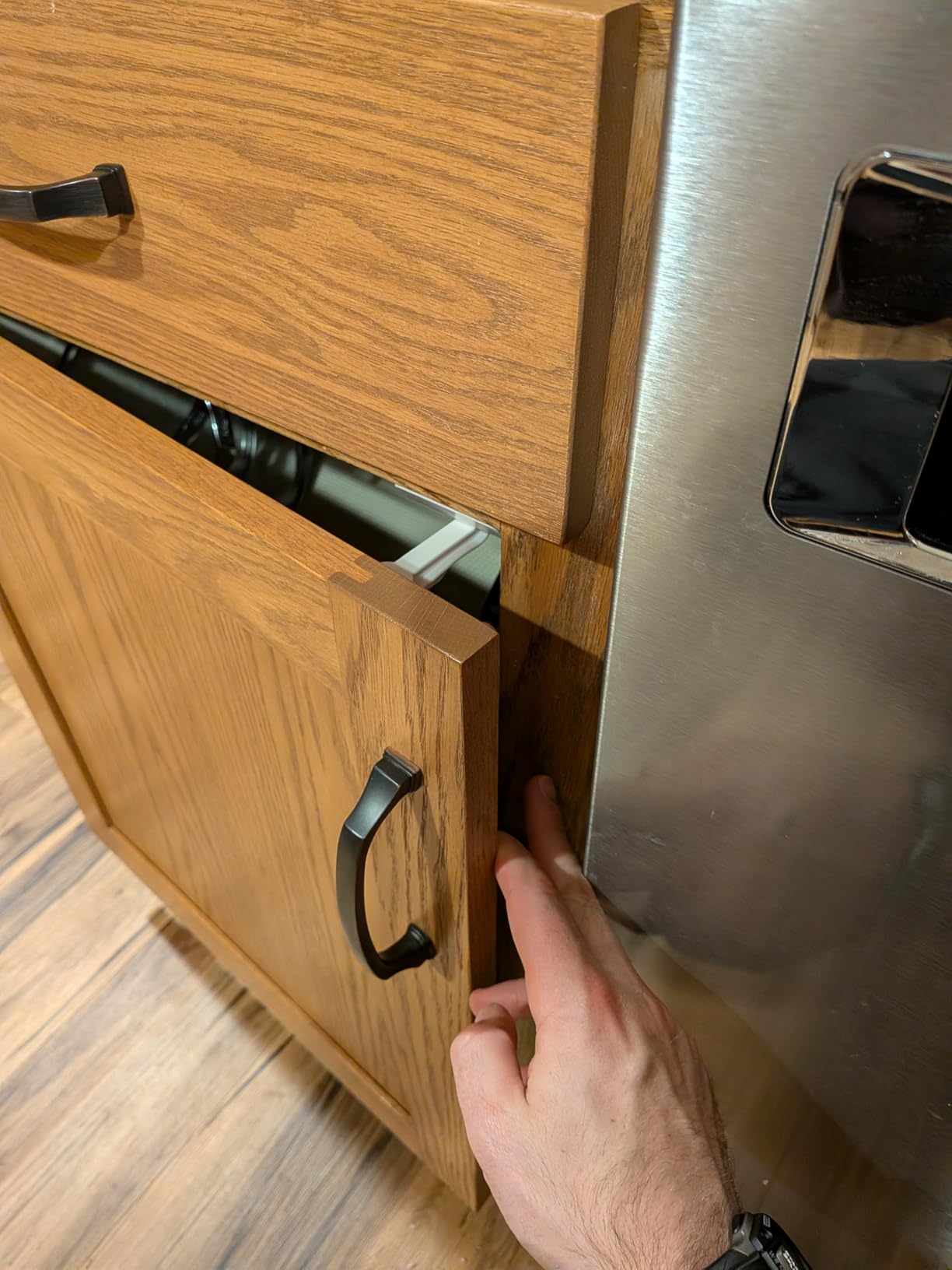 Upgraded Invisible Baby Proofing Cabinet Latch Locks (10 Pack) - No Drilling or Tools Required for Installation, Works with Most Cabinets and Drawers, Works with Countertop Overhangs, Highly Secure customer photo 1