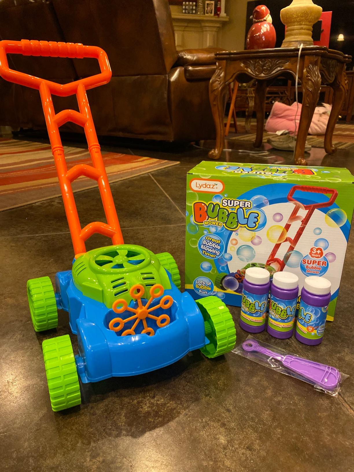 Lydaz Bubble Lawn Mower for Toddlers 1-3, Kids Bubble Machine for 1-Year-Old Boys Toy Gifts, Gardening Easter Basket Stuffers Birthday Toys, Push Summer Outdoor Toys for Preschool Baby Boys Age 1 2 3 customer photo 1