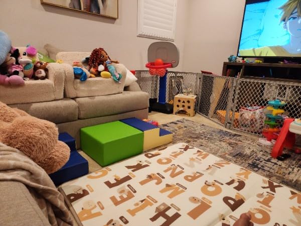 Toddleroo by North States - Superyard Duo Extra Wide Baby Gate & Play Yard: 6 Panel Baby Playpen - Included Wall Mount Kit - Made in USA - 38.5 to 201 Inches Wide - 26 Inches Tall - Light Gray customer photo 2