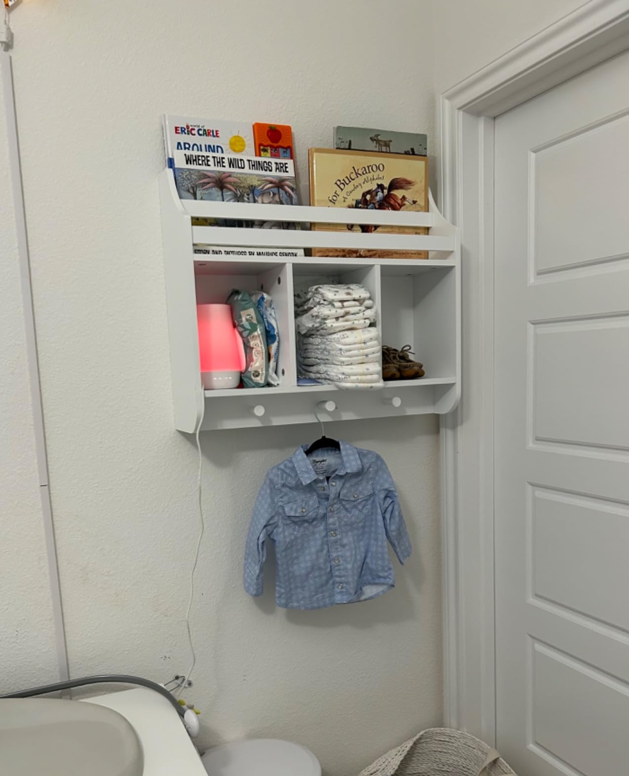 RiverRidge Kids Bookshelf with 3 Cubbies & Hooks - Book Nook Wall Bookshelf for Kids' Rooms Storage Display Rack for Toys and Games customer photo 1