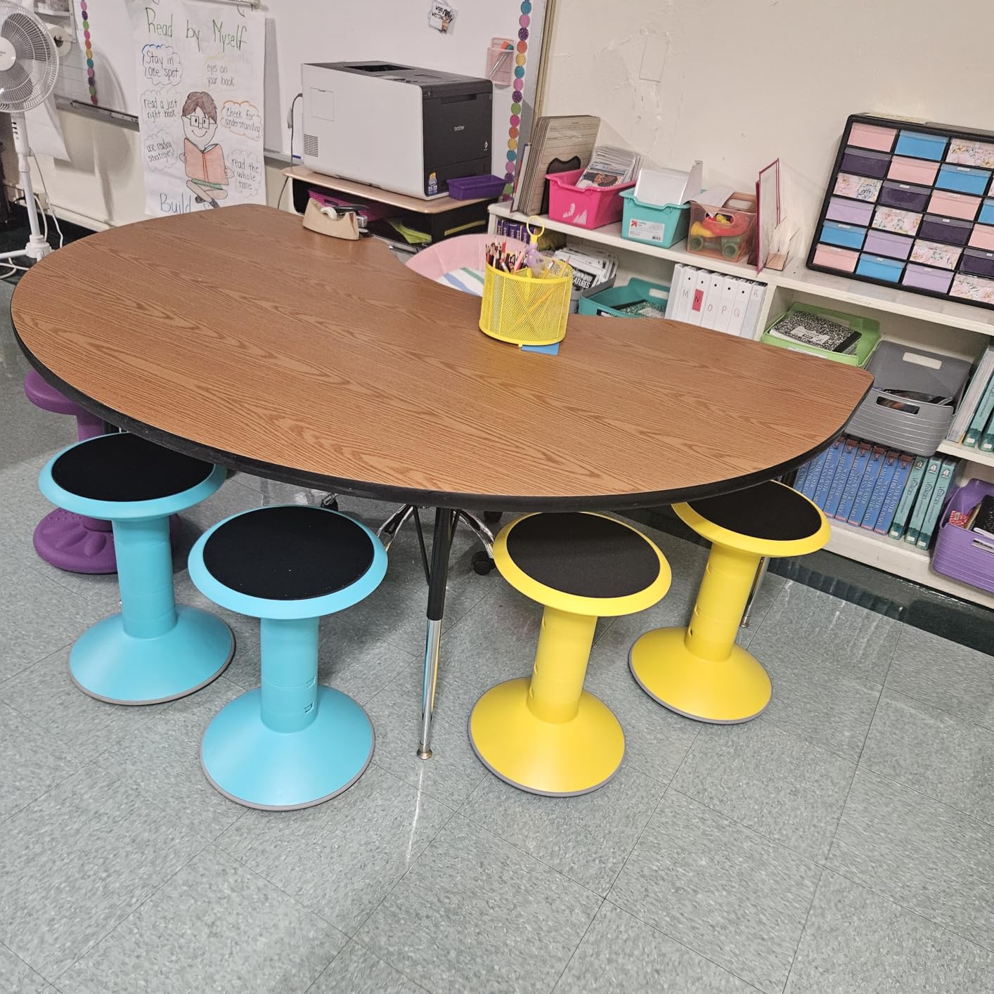 Storex Wiggle Stool - Active Flexible Seating for Classroom and Home Study, Adjustable 12-18 Inch Height, Yellow customer photo 2