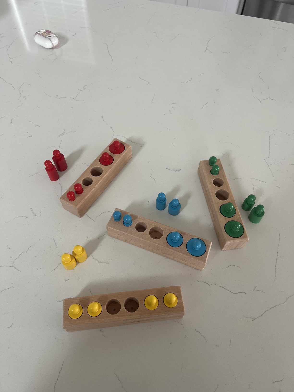 BOHS Montessori Knobbed Cylinders Blocks - 6 Pegs / 6.7 Inches - Colorful Wooden Early Home School Toys - 4pcs Set customer photo 1