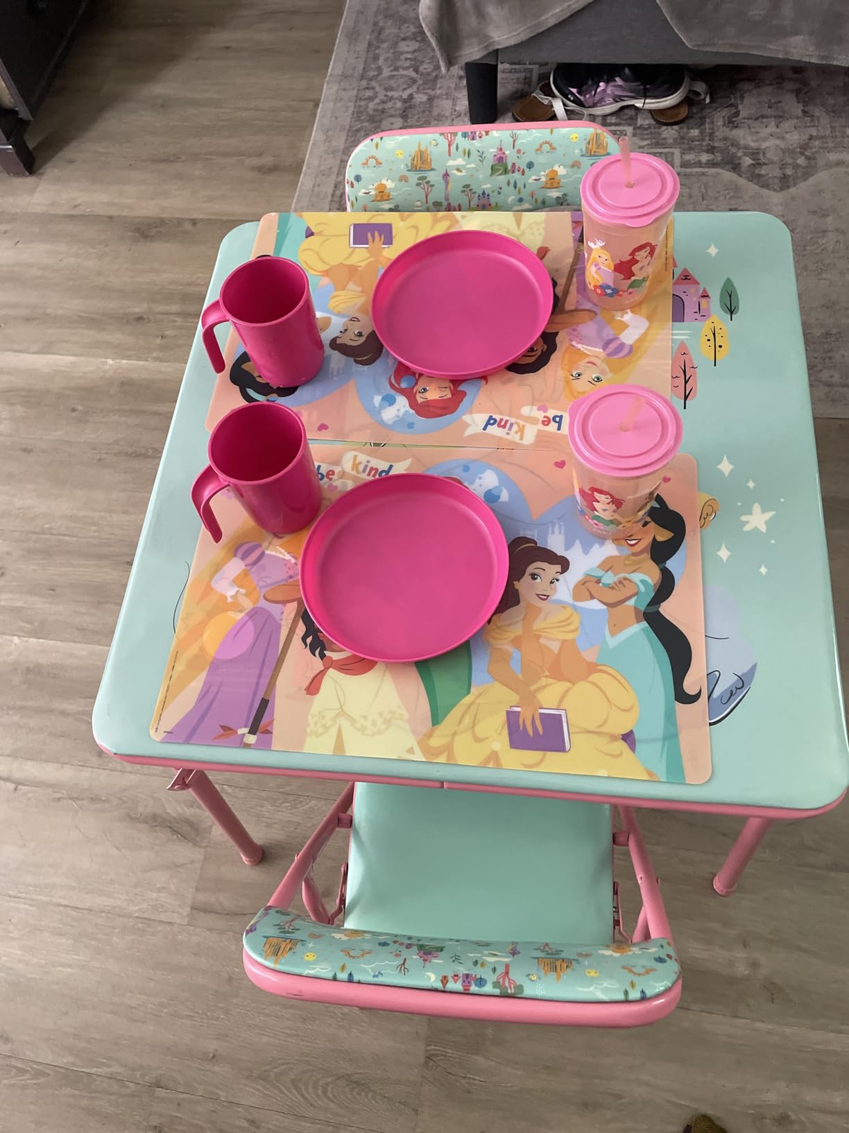 Disney Princess Girls Folding Table & Chairs Set for Kids and Toddlers 36 Months Up to 7 Years, Includes: 1 Table (36