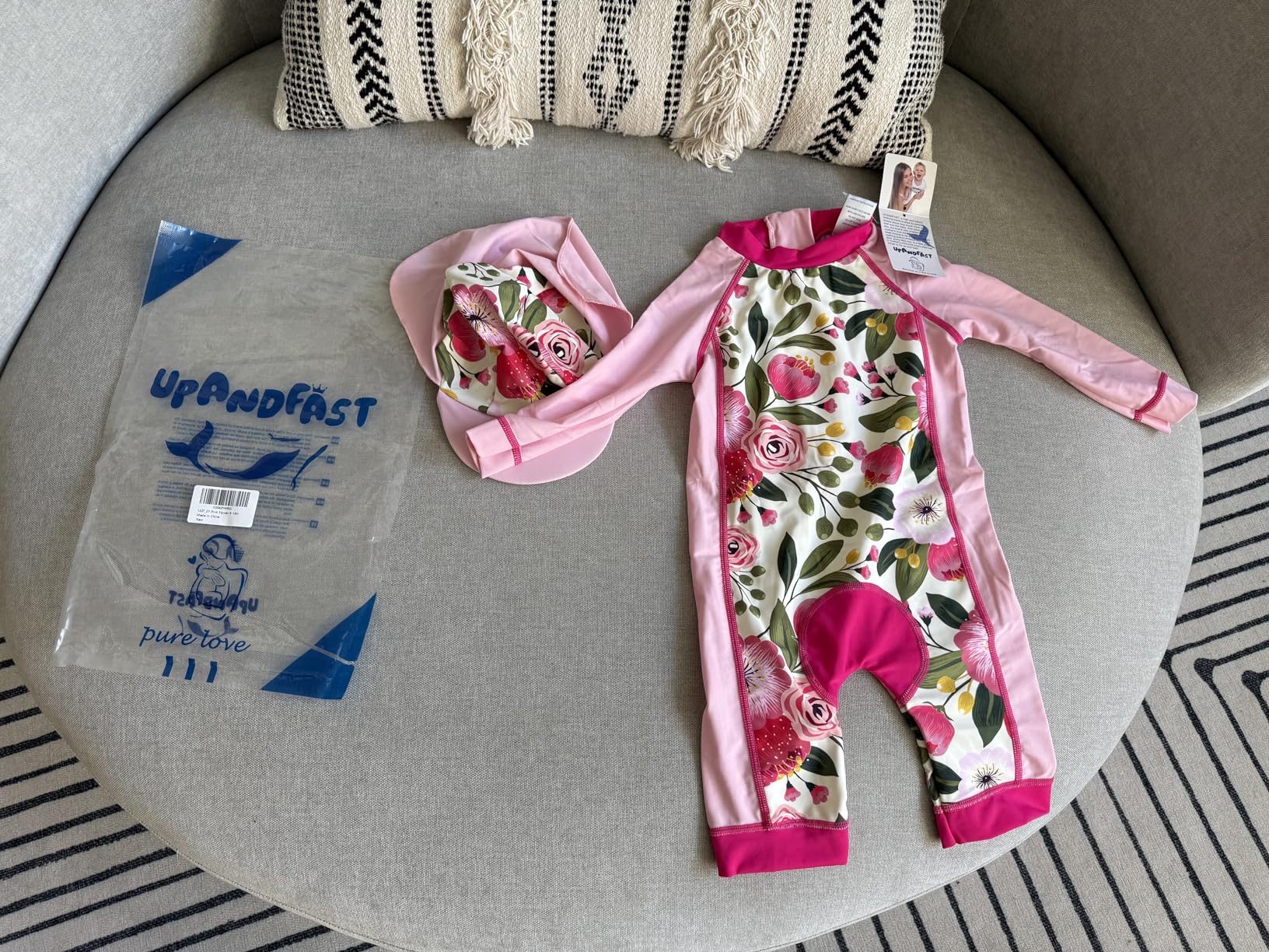 Baby/Toddler Swimsuit UPF 50+ Sun Protection One Piece Zipper Bathing Suit with Sun Hat Infant Beach Swimwear customer photo 1