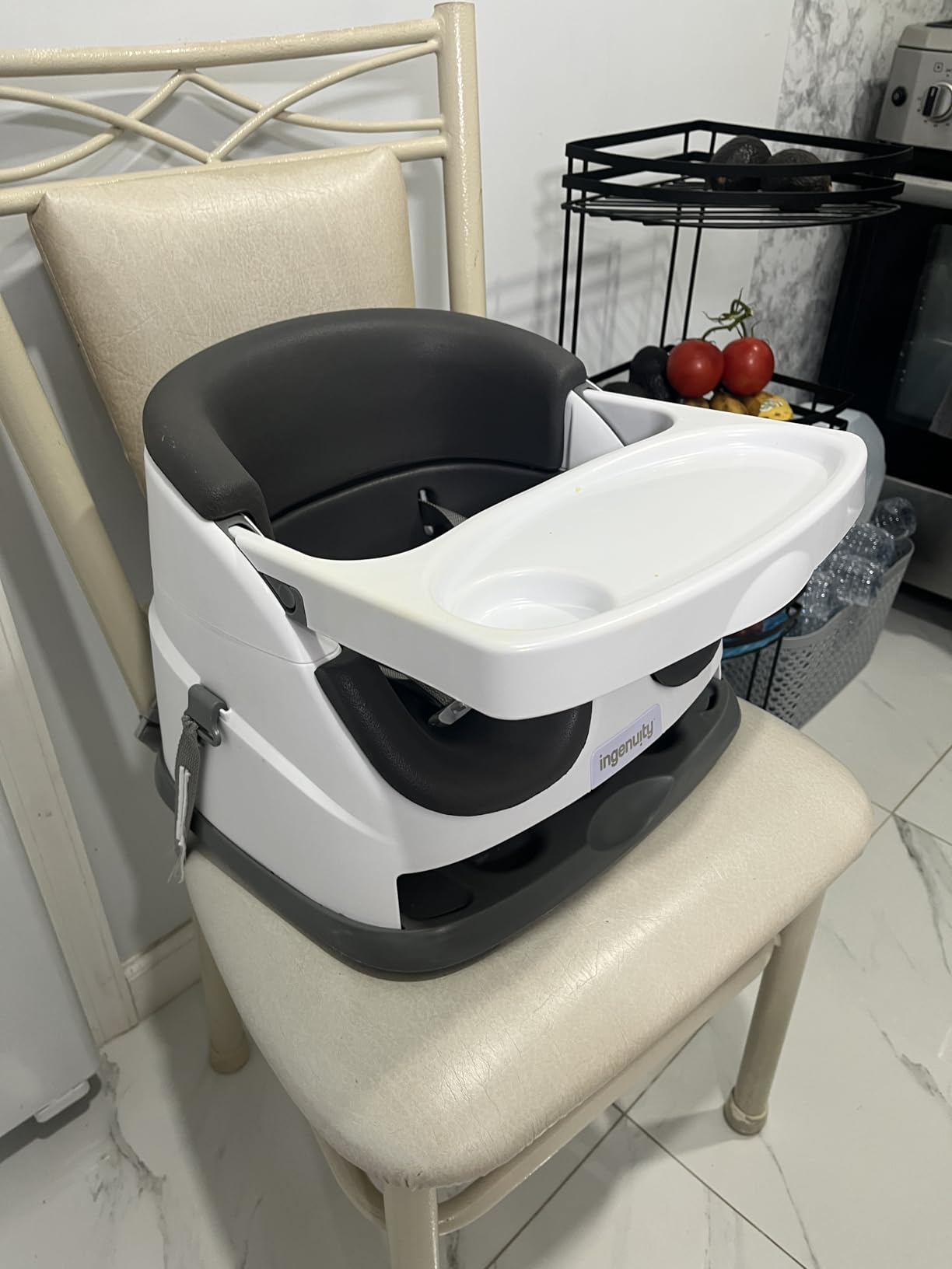 Ingenuity Baby Base 2-in-1 Booster Feeding and Floor Seat with Self-Storing Tray - Slate customer photo 1