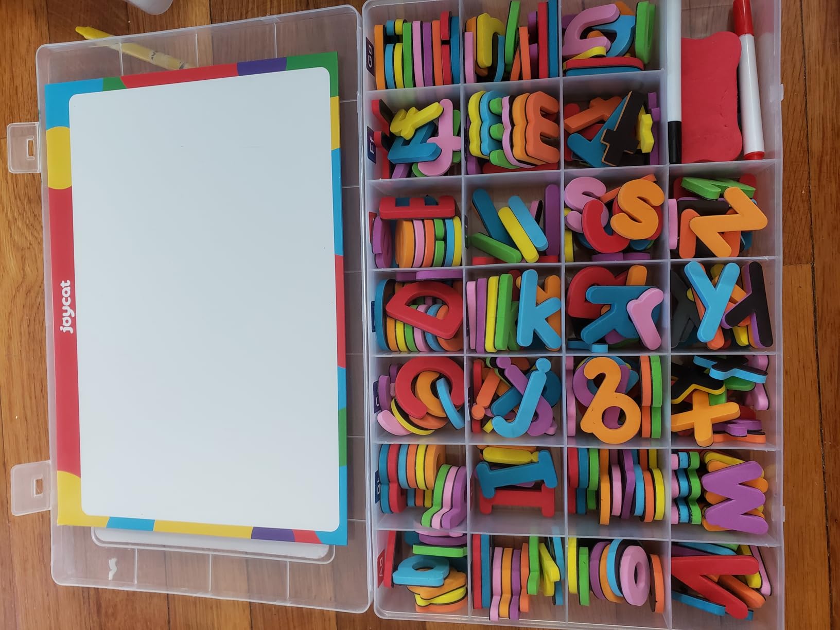 Gamenote Classroom Magnetic Alphabet Letters Kit 238 Pcs with Double - Side Magnet Board - Foam Alphabet Letters for Preschool Kids Toddler Spelling and Learning Colorful ABC Education Fridge Magnets customer photo 1