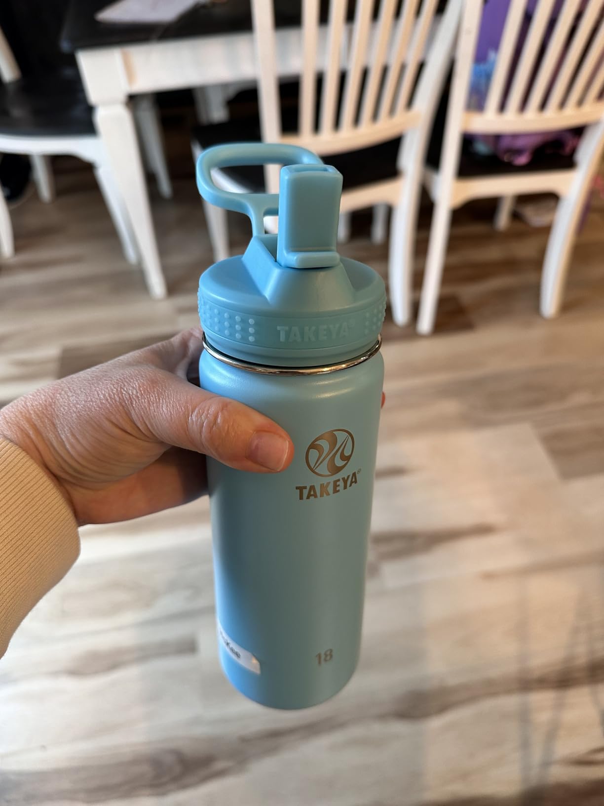Takeya Actives Kids Water Bottle 14 oz Stainless Steel Double Wall Insulation BPA-Free Leakproof Straw Lid Easy Carry Handle Reusable Ideal for Boys and Girls, School, Sports - Seafoam customer photo 1
