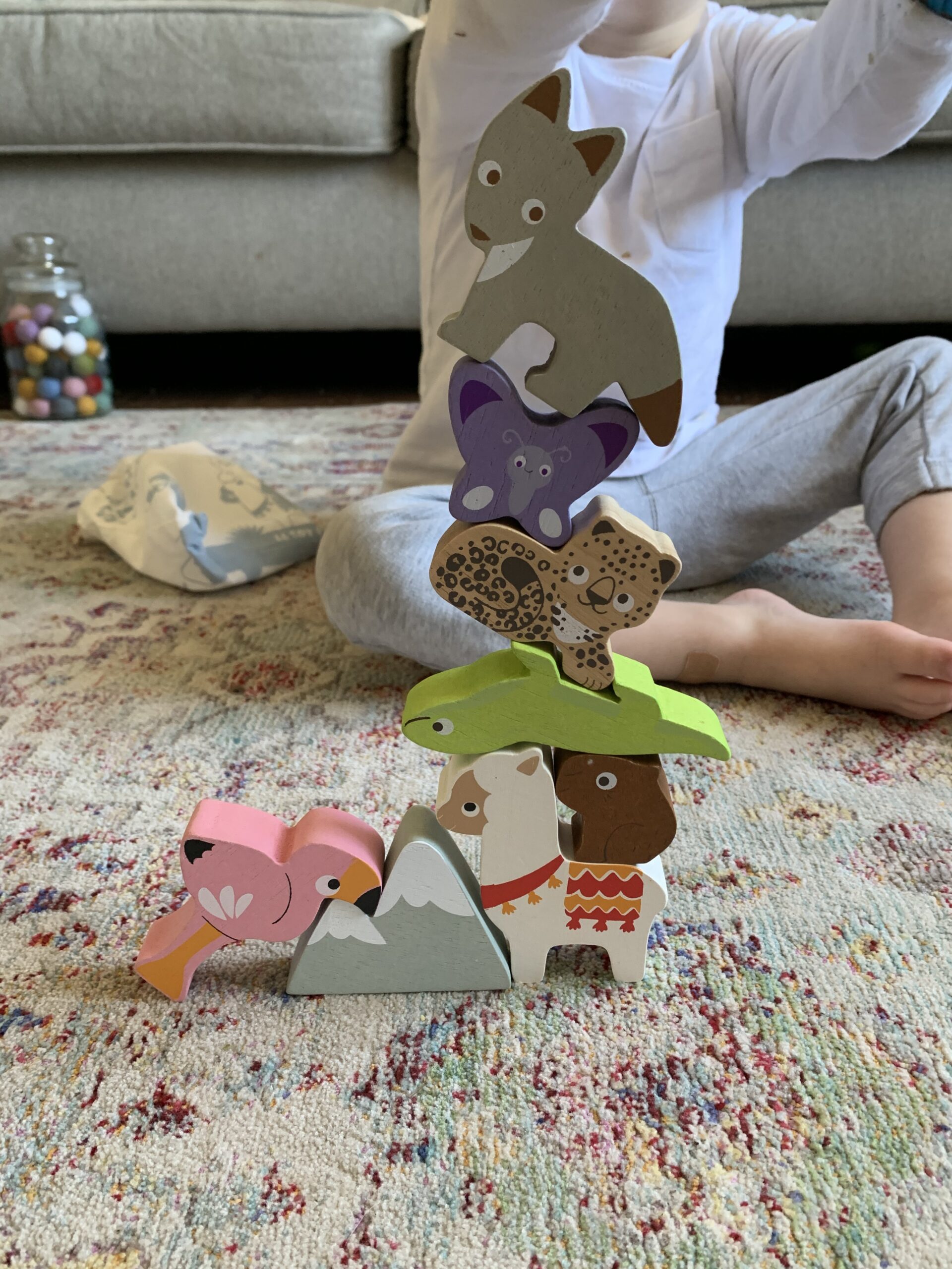 Le Toy Van - Wooden Andes Stacking & Bag - Petilou Forest Building Blocks Stacker & Bag - Educational Balancing Activity Toy for Kids Age 18 Months + - Tropical Animal Blocks customer photo 2