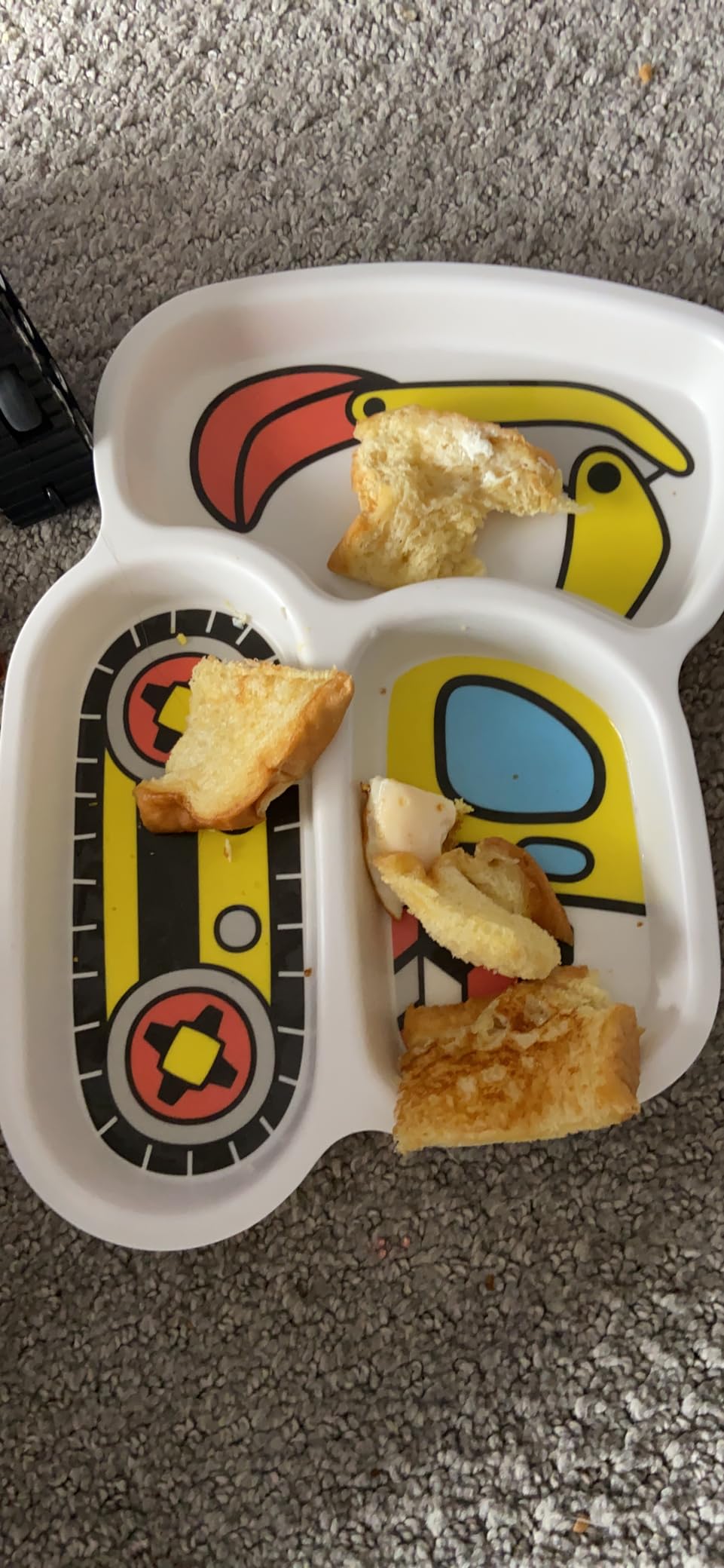 Kid Plate Set Bamboo Toddler Plates Dinnerware Dinner Dish Set Baby Feeding Spill Proof Divided Plate - Baby Spoon and fork 3-Piece Set for Kids and Toddlers (excavator) customer photo 1