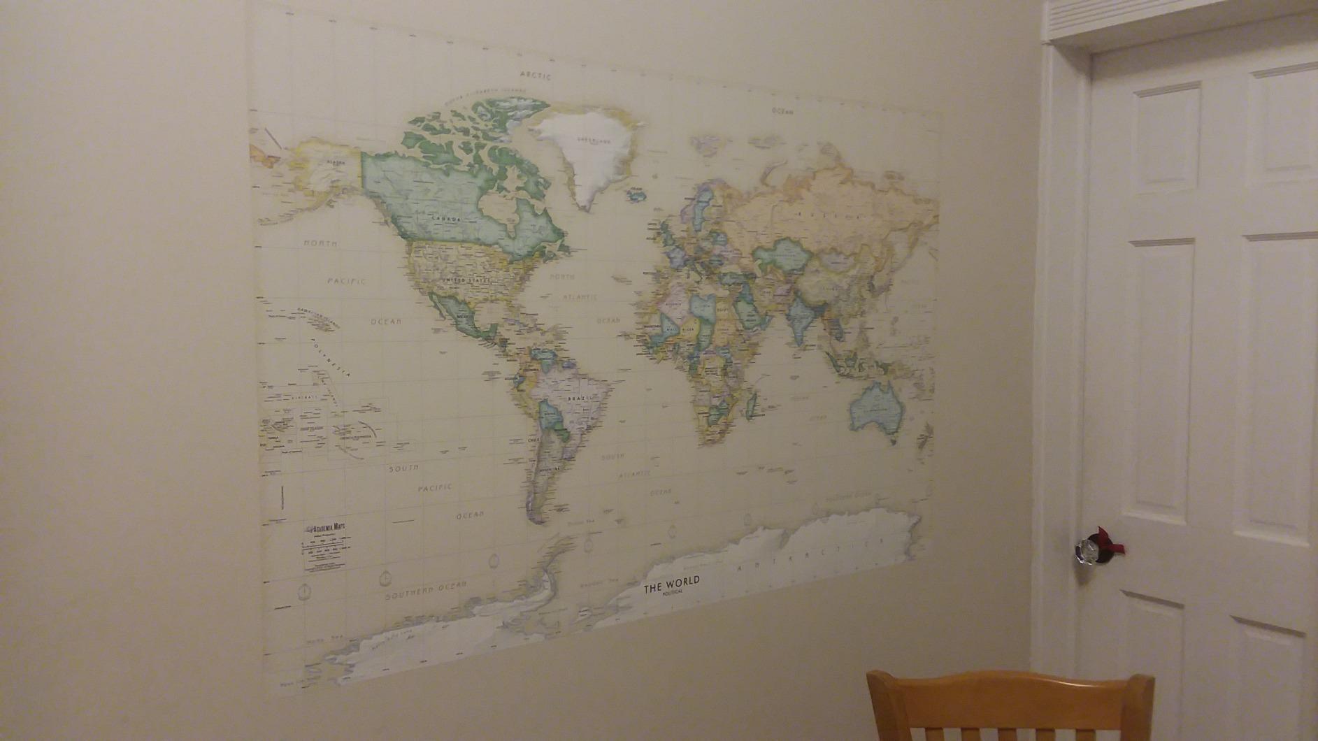 Academia Maps Large 53 x 36 Executive World Map Wall Decal | Easy to Hang Wallpaper Stick and Peel | Wall Map of The World. Easy to Apply, Reposition, Remove customer photo 1