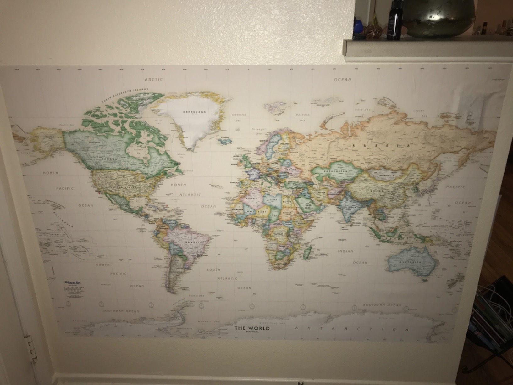 Academia Maps Large 53 x 36 Executive World Map Wall Decal | Easy to Hang Wallpaper Stick and Peel | Wall Map of The World. Easy to Apply, Reposition, Remove customer photo 2