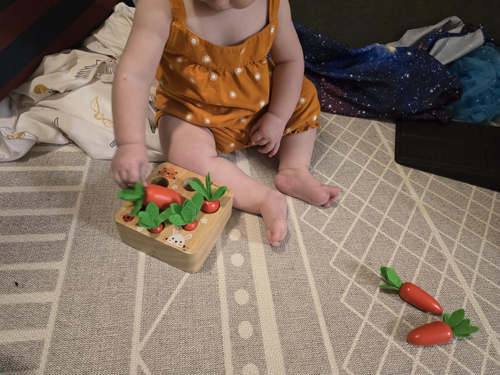 Ancaixin Montessori Toys for Babies 6-12 Months, Wooden Toys for 1 Year Old Boys and Girls, Educational Carrot Harvest Toy customer photo 1