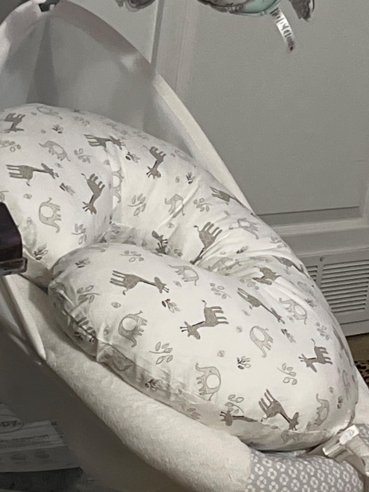 LAT Nursing Pillow - Ergonomic Bottle & Breastfeeding Pillow with 100% Cotton Removable Cover, Breast Feeding for Mom (White Grid) customer photo 1
