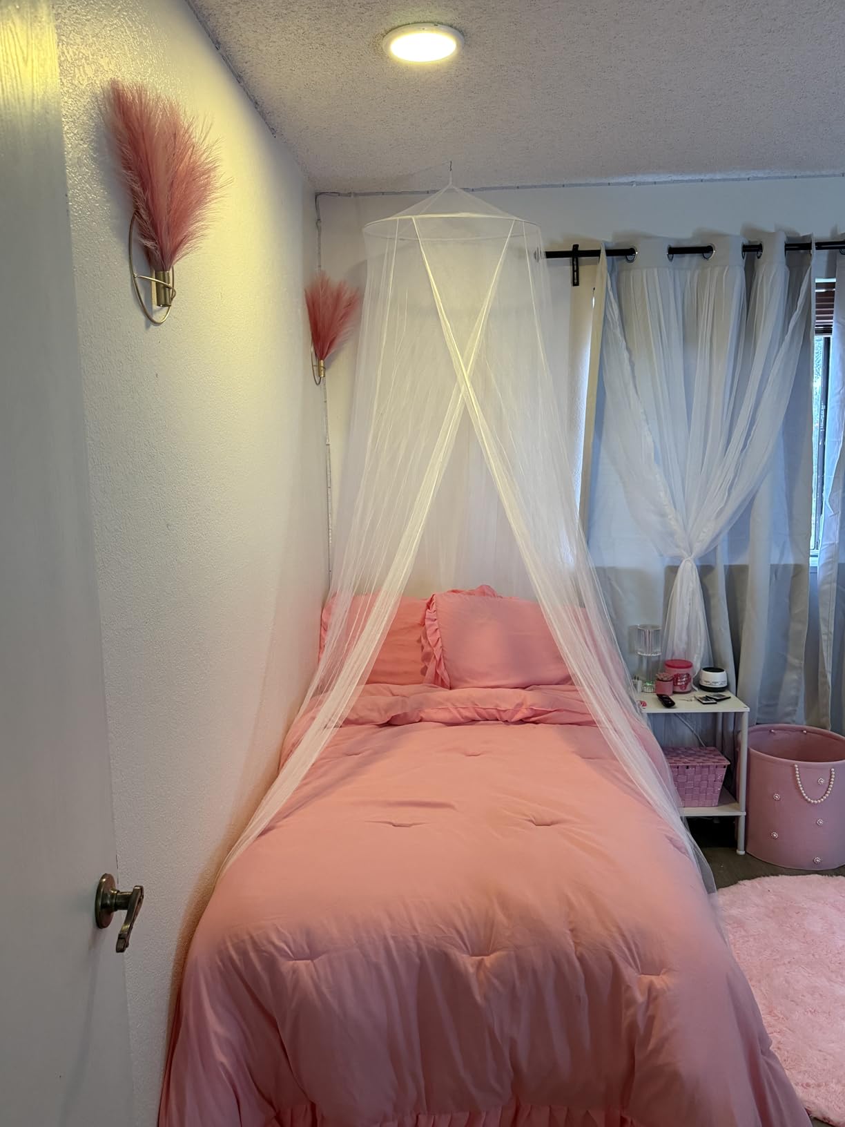 Mosquito Net Canopy Hanging Circular Curtain Netting for Single to King Size - Quick Easy Installation, Protects Baby Crib, Kid & Girls Bed customer photo 1