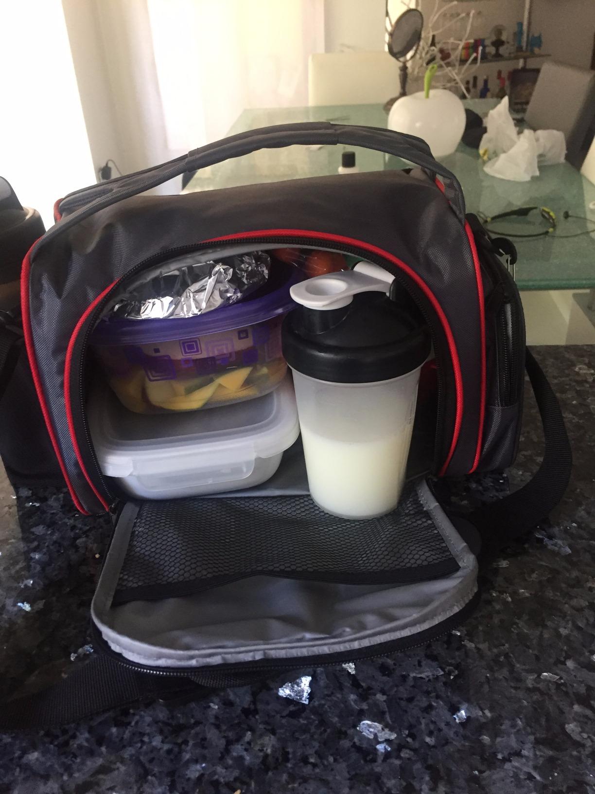 ThinkFit Insulated Meal Prep Lunch Box with 6 BPA-Free, Reusable, Microwavable, Freezer Safe Food Portion-Control Containers, Shaker Cup, Pill Organizer, Lunch Bag with Storage Pocket - (Black) customer photo 2
