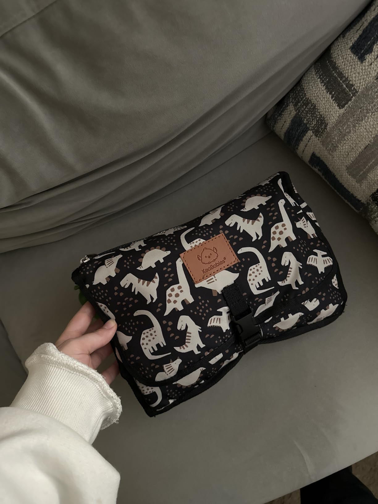 KeaBabies Portable Diaper Changing Pad, Travel, Car - Large Waterproof Baby Changing Mat, Wipeable, Padded, On The Go Travel Diaper Clutch Bag, Easy to Use Pockets for Newborn Essentials (Black Geo) customer photo 1
