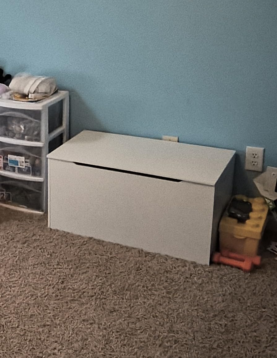 Badger Basket Kids Toy Box Bench - Wooden Chest with Flip-Top Lid, Safety Hinge & 4.5 Cubic Feet Storage Capacity - Stylish Storage Organizer for Toys, Books & Nursery Essentials - White customer photo 1