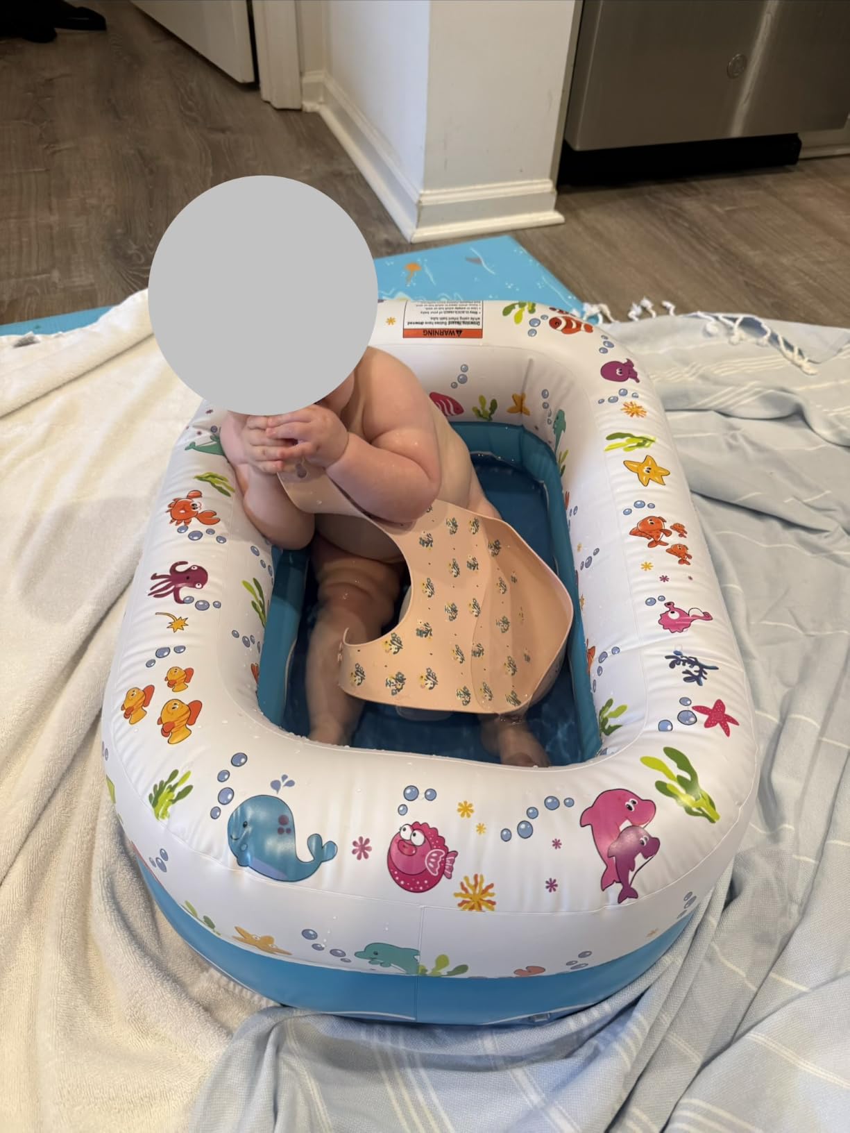 Mommy's Helper | Inflatable Under The Sea Baby Bathtub, Collapsible Safe Baby Bath Tub with Anti-Sliding Saddle Horn Seat, Must Have Travel Toddler Bath, Portable Bathtub Recommended Months 3 to 15 customer photo 1