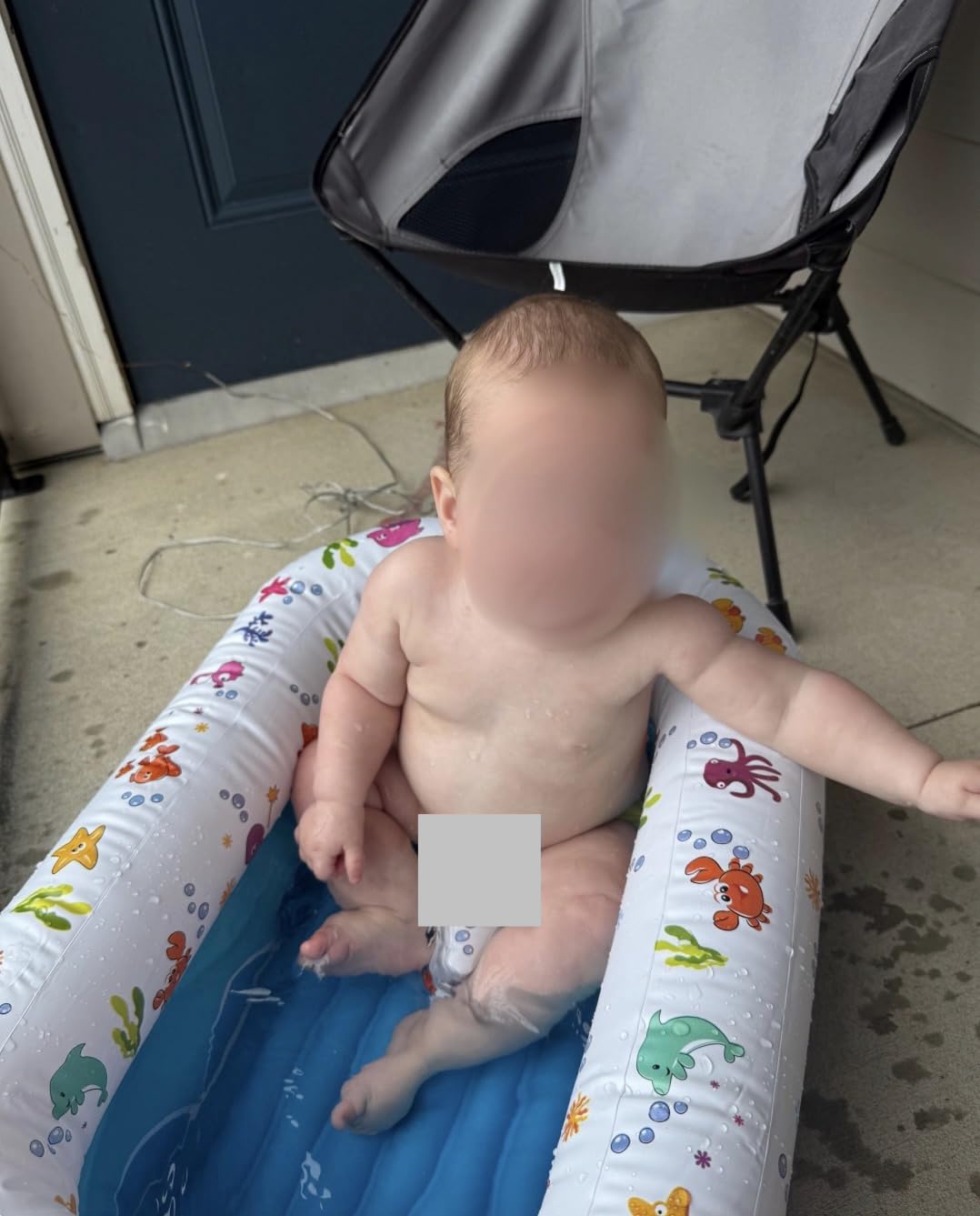Mommy's Helper | Inflatable Under The Sea Baby Bathtub, Collapsible Safe Baby Bath Tub with Anti-Sliding Saddle Horn Seat, Must Have Travel Toddler Bath, Portable Bathtub Recommended Months 3 to 15 customer photo 2