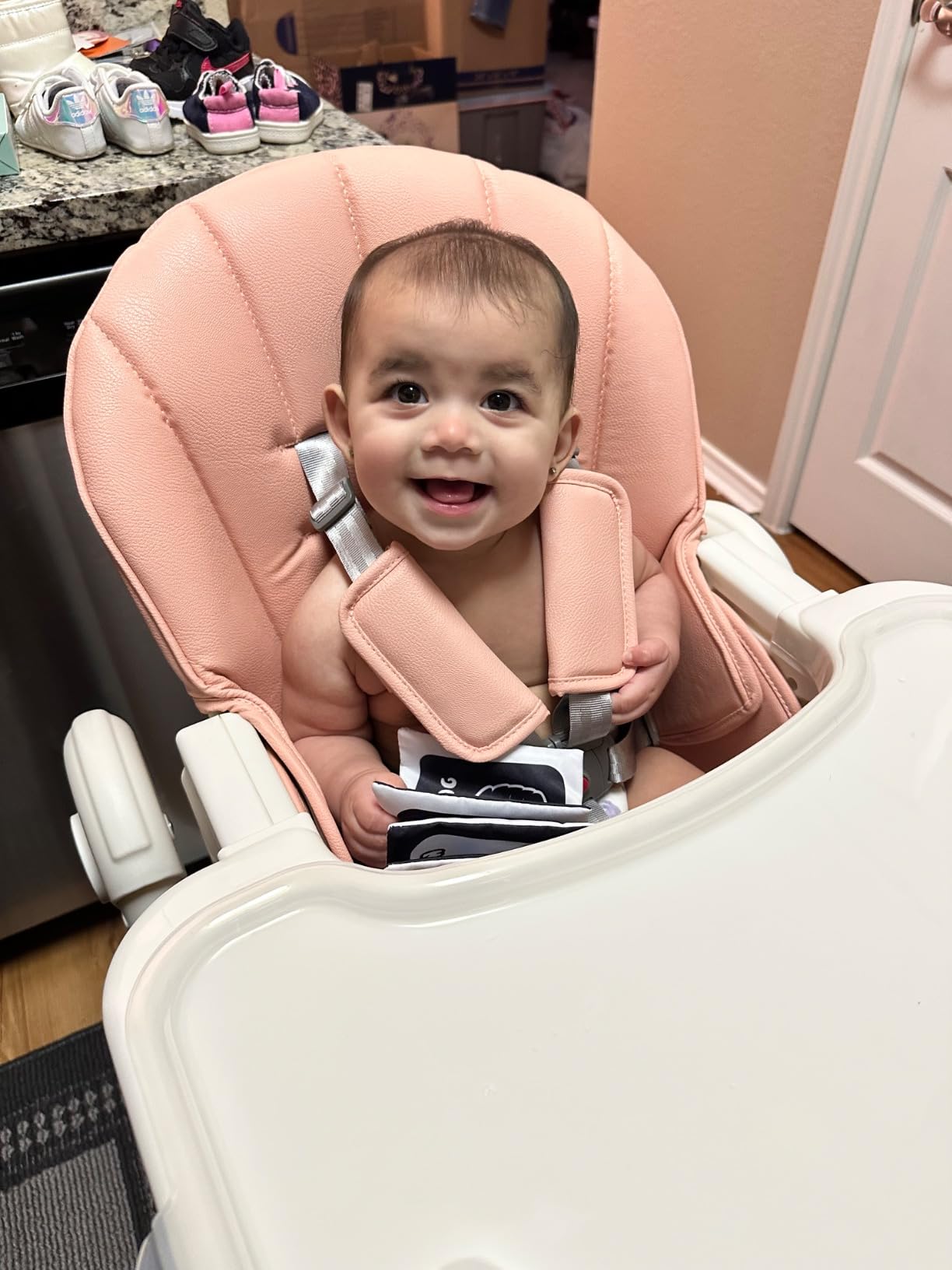 KUB 3-in-1 Foldable Baby High Chair | Multifunctional Infant High Chairs for Babies and Toddlers | Removable Seat & Tray for Easy Clean | 7 Height & 4 Recline Adjustable | 2 Locking Wheels(Grey) customer photo 1