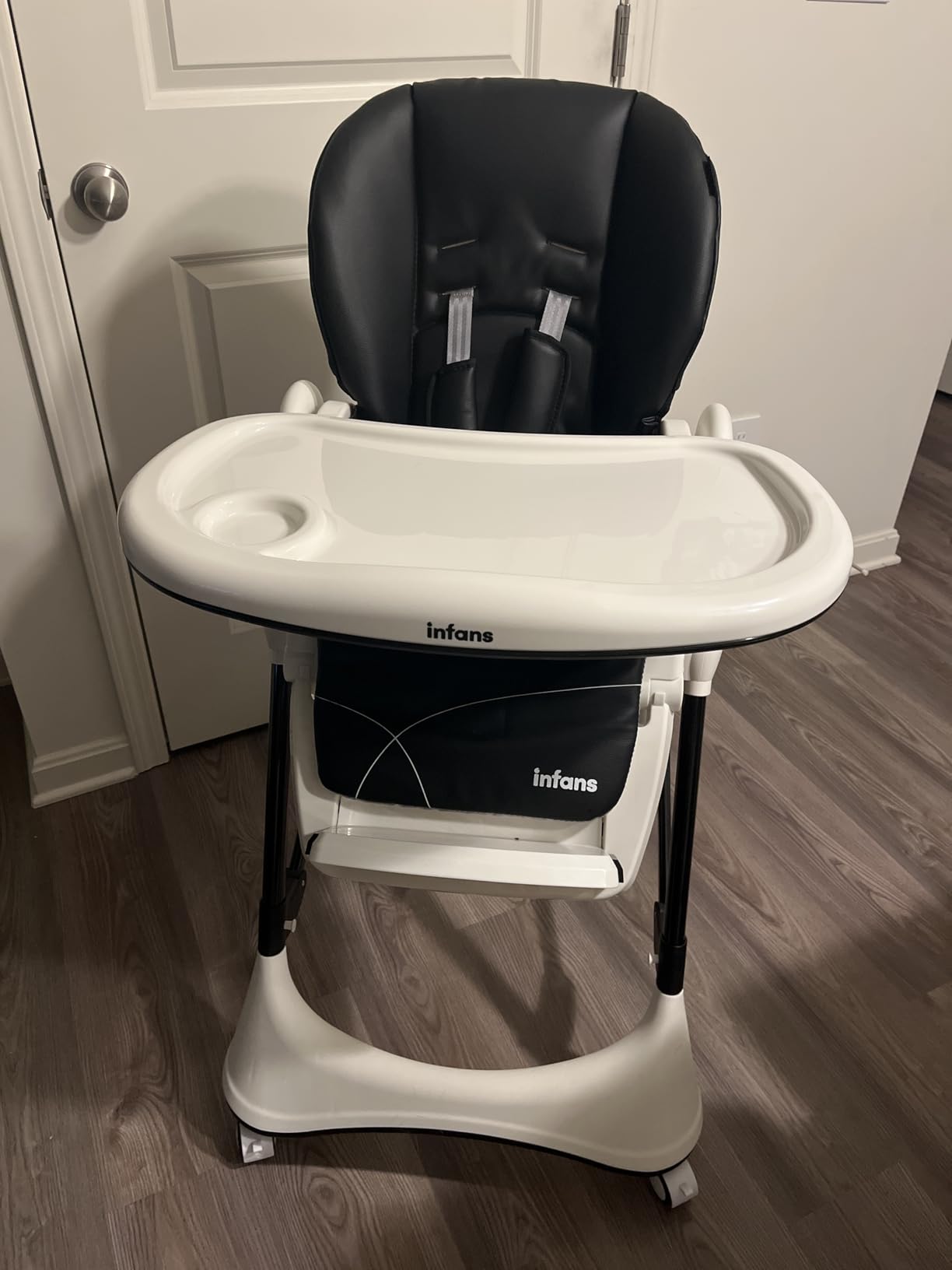 INFANS High Chair with One-Hand Removable Tray, 4 Lockable Wheels & Large Storage Basket - Multi-Adjustable Height, Recline & Footrest, Removable Cushion, Foldable for Baby, Infant Toddler customer photo 2