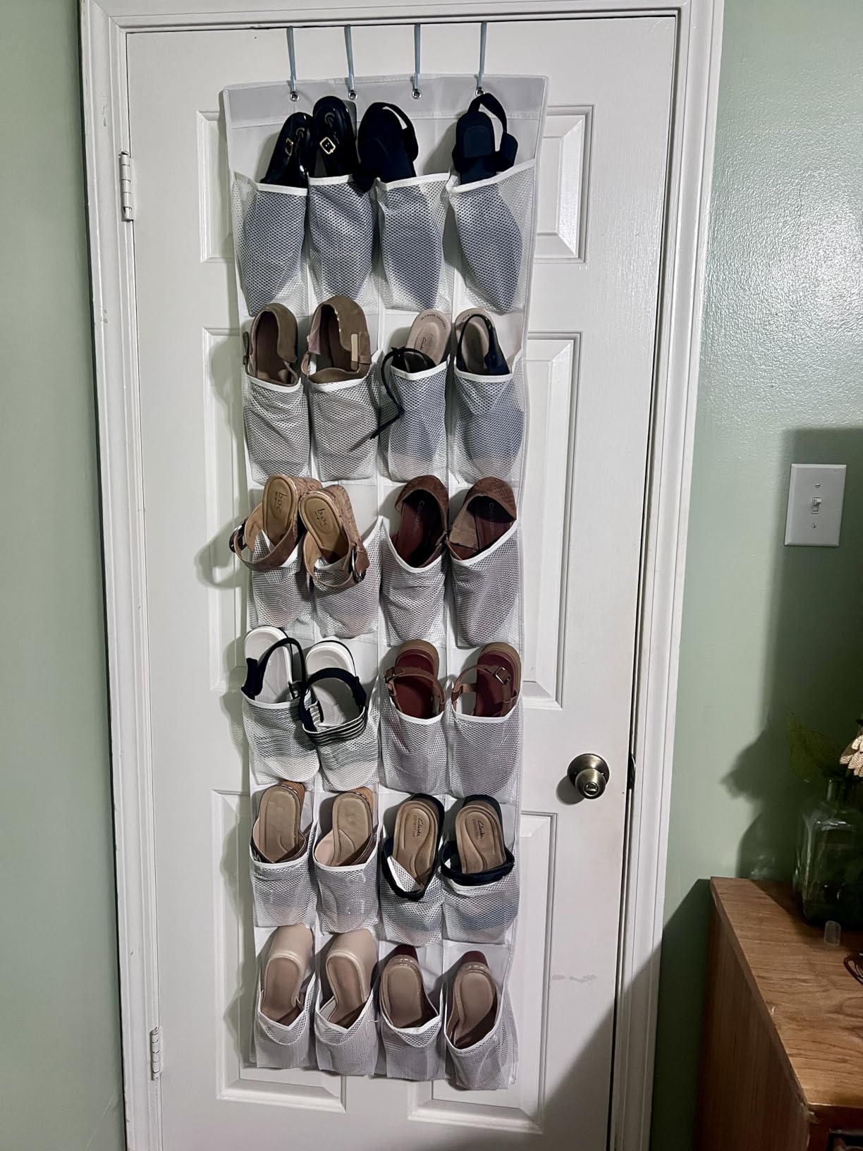 GORILLA GRIP Over the Door Shoe Organizer, 24 Large Breathable Mesh Pockets, Space Saving Hanging Storage Holder, Closet Rack Hanger Holds Up to 40 lbs customer photo 1