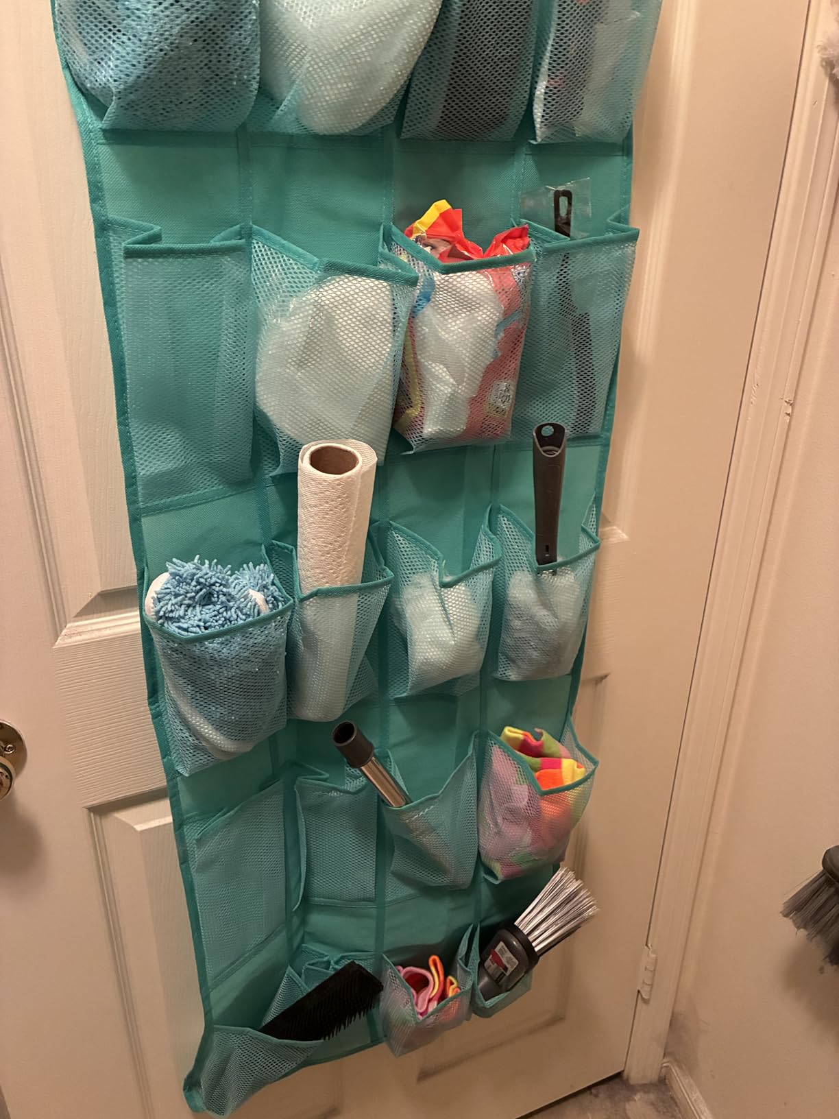 GORILLA GRIP Over the Door Shoe Organizer, 24 Large Breathable Mesh Pockets, Space Saving Hanging Storage Holder, Closet Rack Hanger Holds Up to 40 lbs customer photo 2