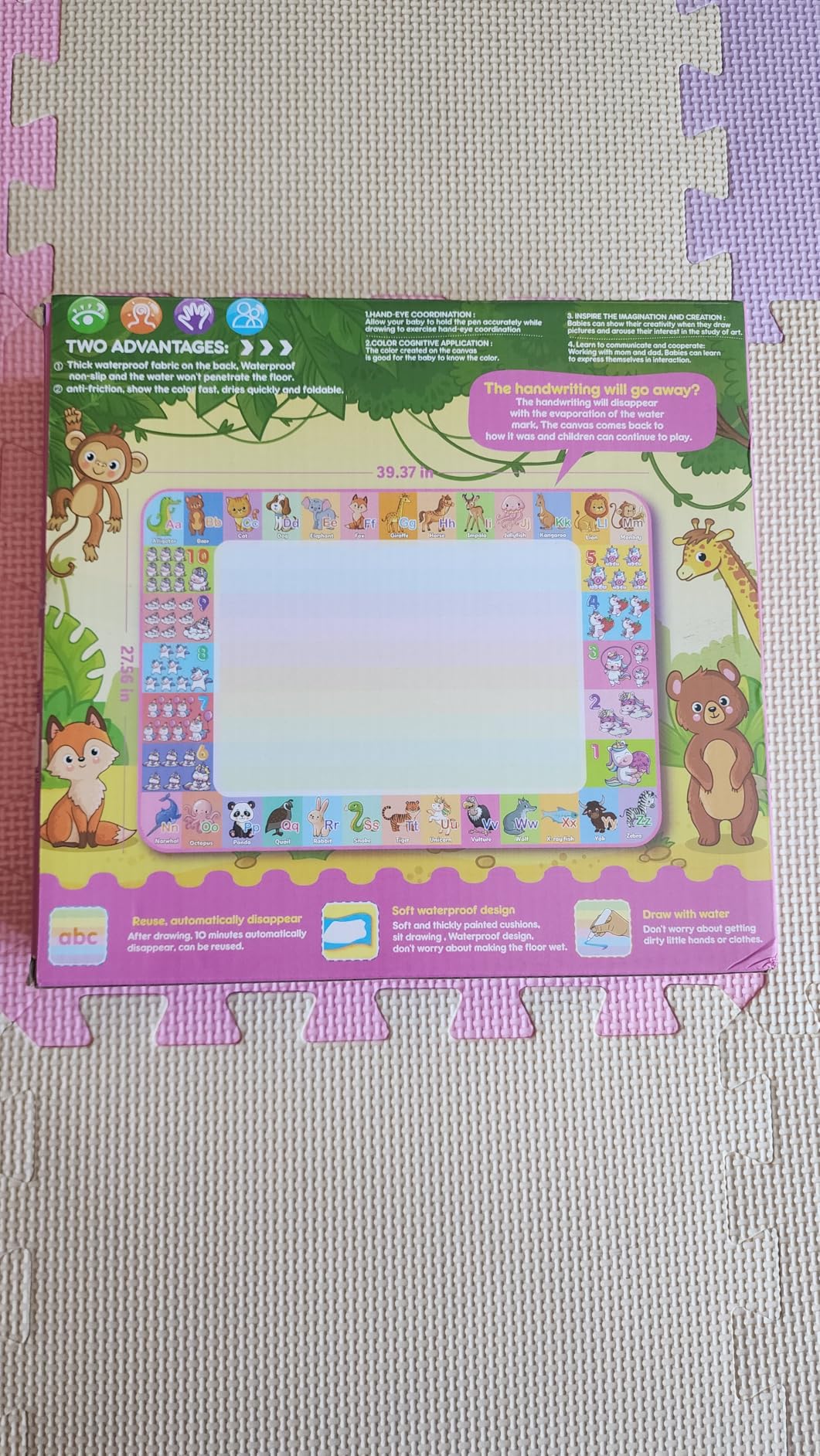 Aqua Water Doodle Mat - Kids Drawing Mat Toddlers Educational Toys for Age 3 4 5 6 7 8 Year Old Boys Girls Gifts - Neon Color Mat Doodle Board Writing Drawing Toys Holiday Christmas Birthday Gifts customer photo 1