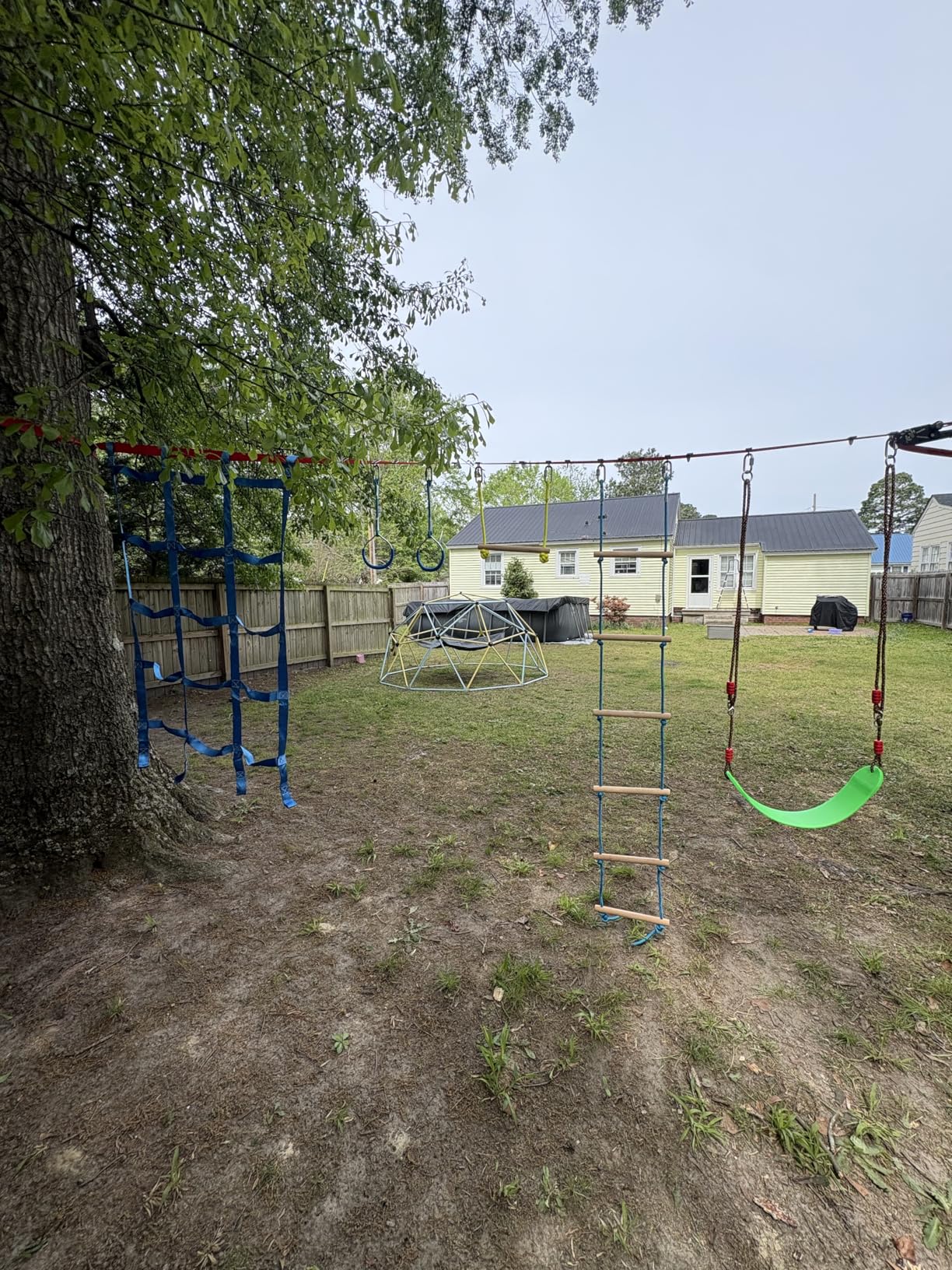 Dripex 65FT Ninja Warrior Obstacle Course for Kids - Double Longest Slacklines with 10 Most Complete Accessories for Kids, Swing, Trapeze Swing, Rope Ladder, Obstacle Net Plus 1.2M Arm Trainer customer photo 2