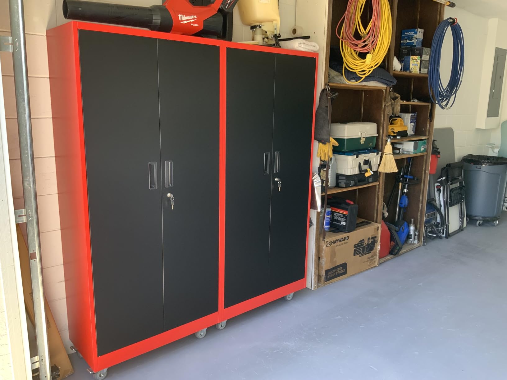 Aobabo Garage Storage Cabinet with Door Pegboard, Lockable Metal Storage Cabinet with 5 Adjustable Shelves for Garage Home, Required Assembly, Black customer photo 1