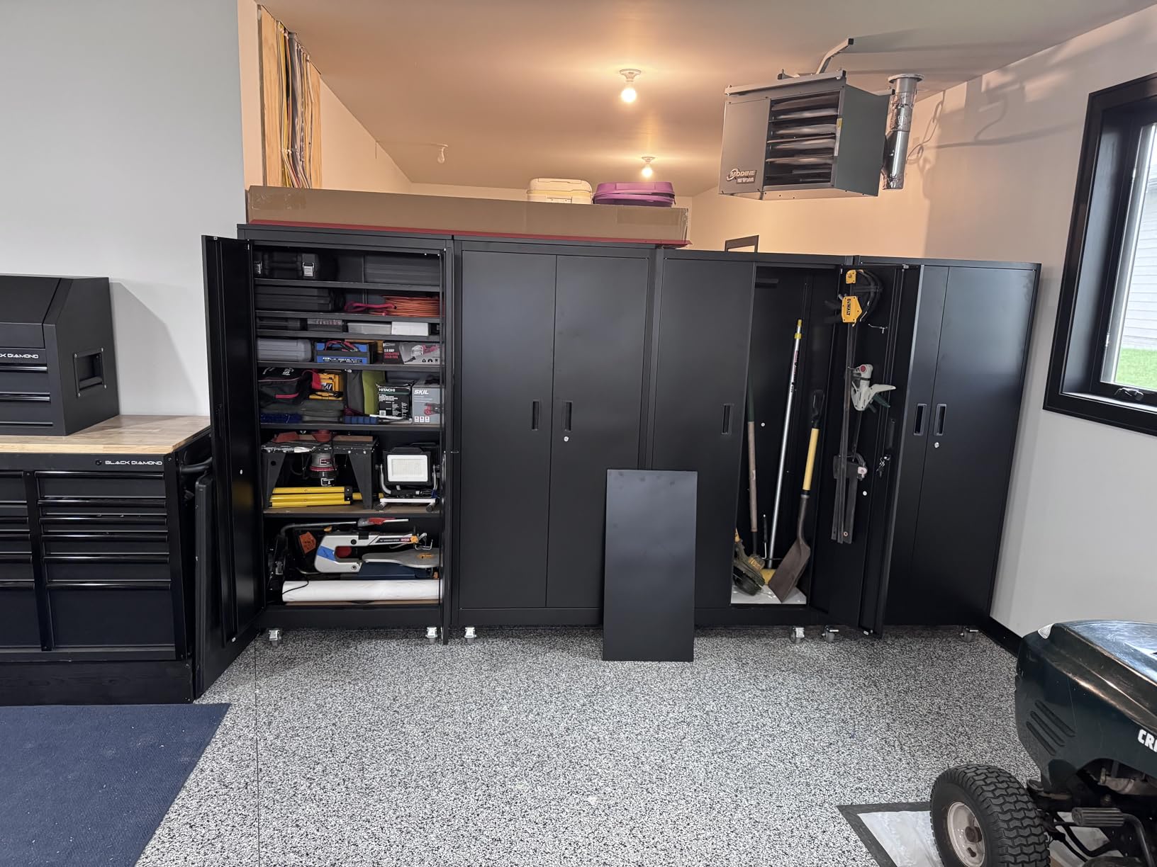 Aobabo Garage Storage Cabinet with Door Pegboard, Lockable Metal Storage Cabinet with 5 Adjustable Shelves for Garage Home, Required Assembly, Black customer photo 2