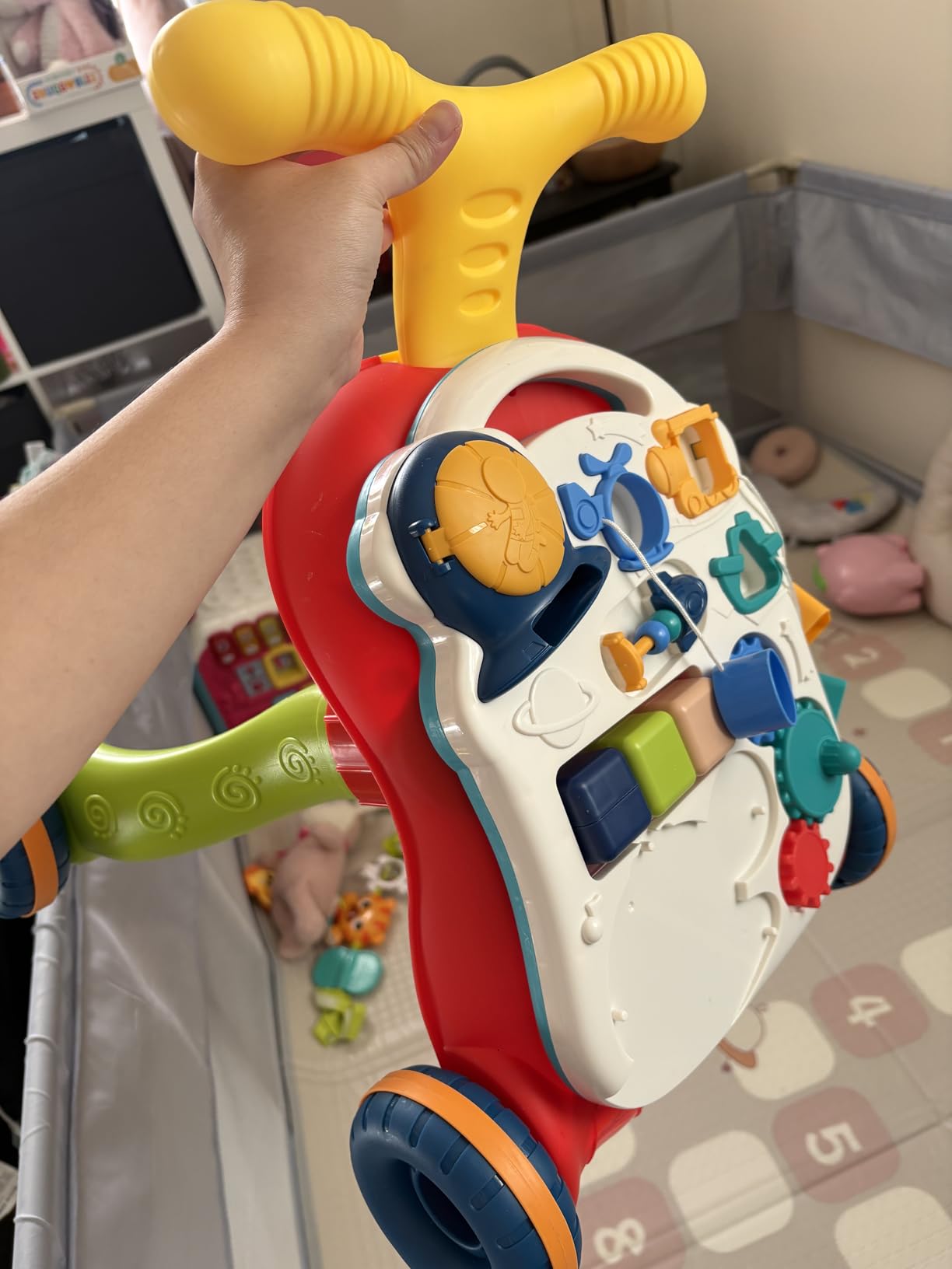 CUTE STONE Sit to Stand Learning Walker, 2 in 1 Baby Push Walker, Early Educational Child Activity Center, Multifunctional Removable Play Panel, Baby Music Learning Toy Gift for Infant Boys Girls customer photo 1