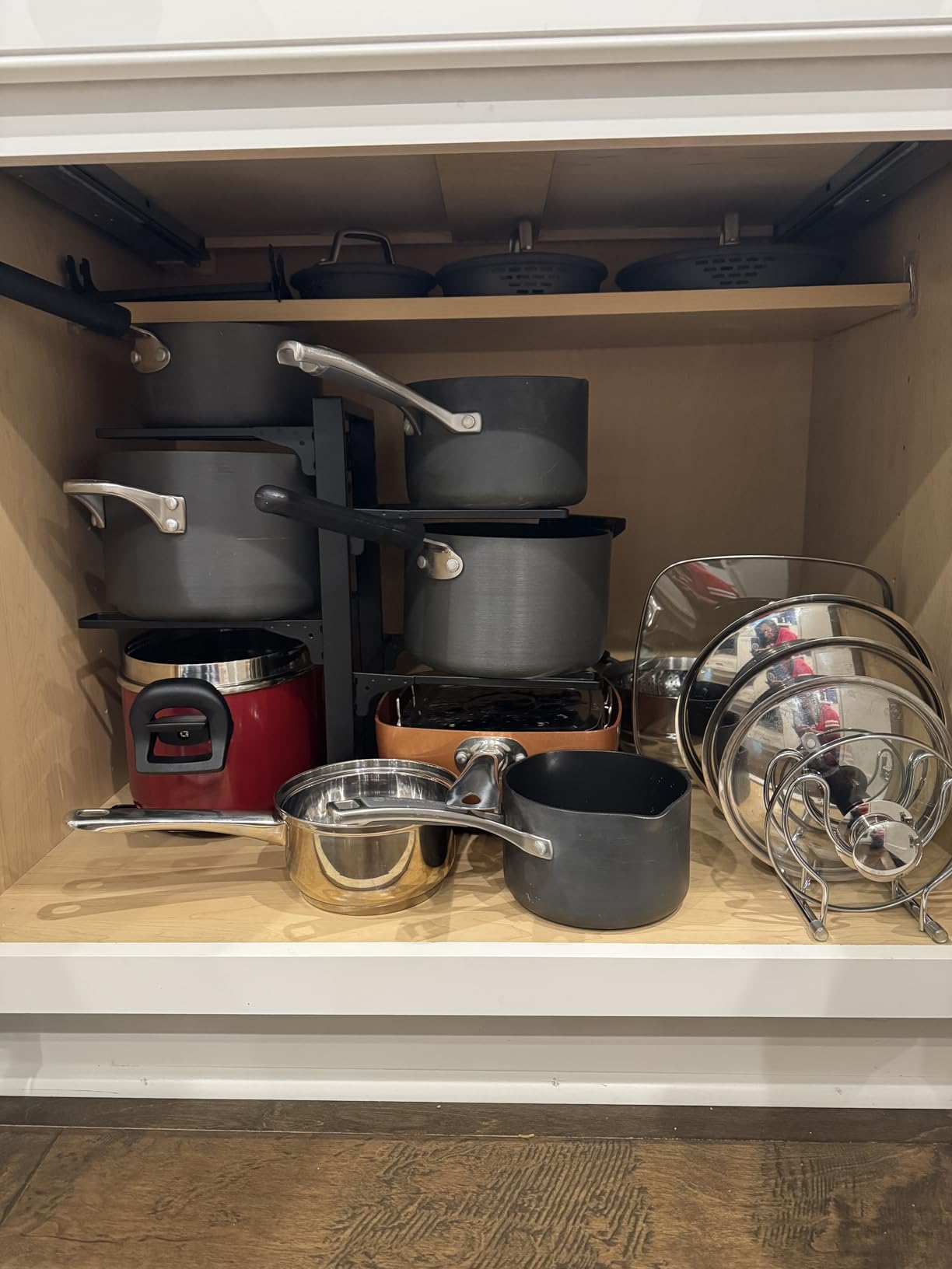 ORDORA Pots and Pans Organizer for Cabinet 16.61 Height, 8 Tier Pot Organizers Rack with 3 DIY Methods, Adjustable Pan Organizer under Cabinet Kitchen Organization and Storage customer photo 2