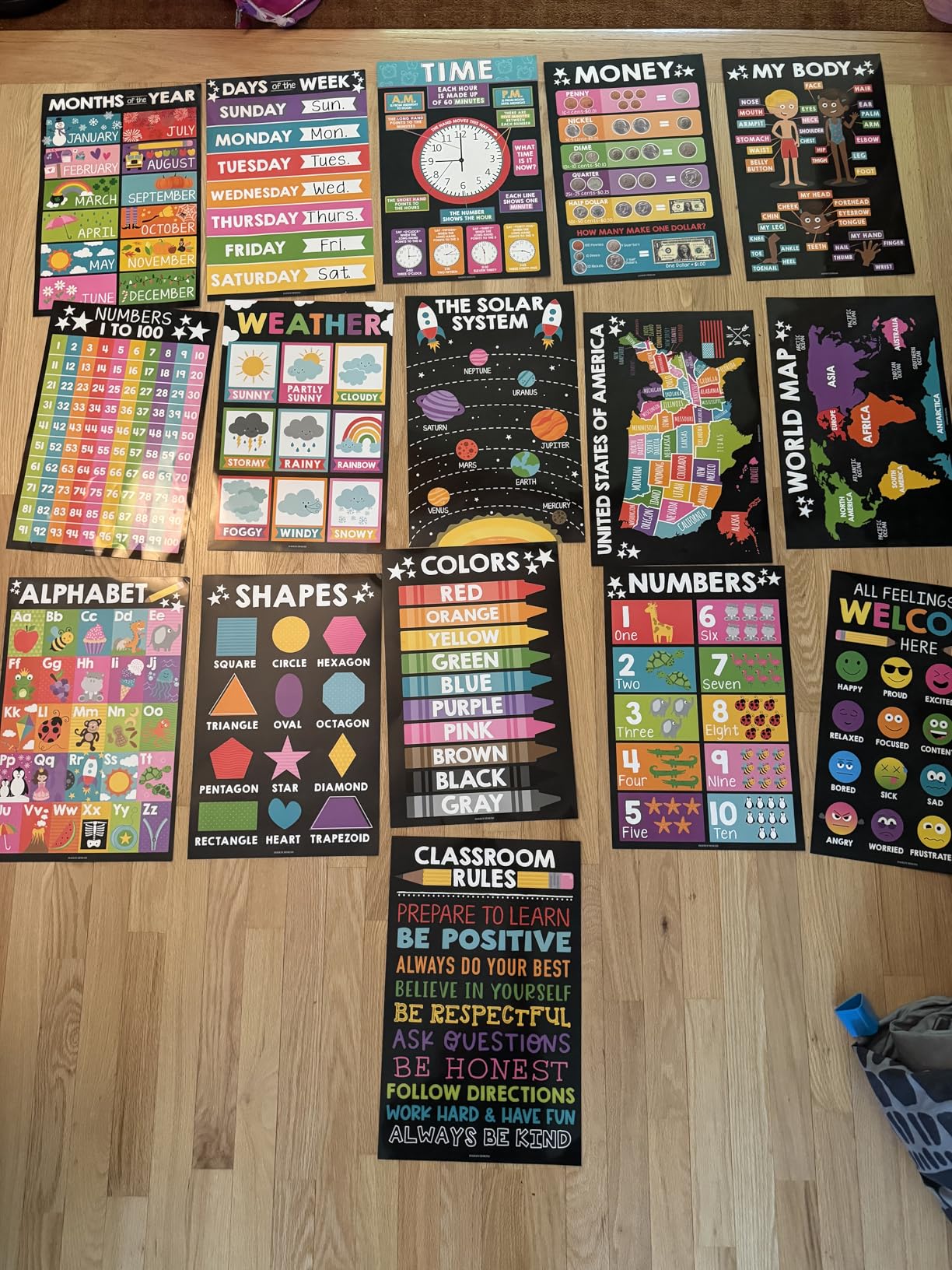 Hadley Designs 16 Educational Posters for Classroom Must Haves - Laminated Pre-K Posters for Toddler Homeschool Essentials, Toddler & Preschool Learning Activities, Kindergarten Classroom Decor customer photo 1