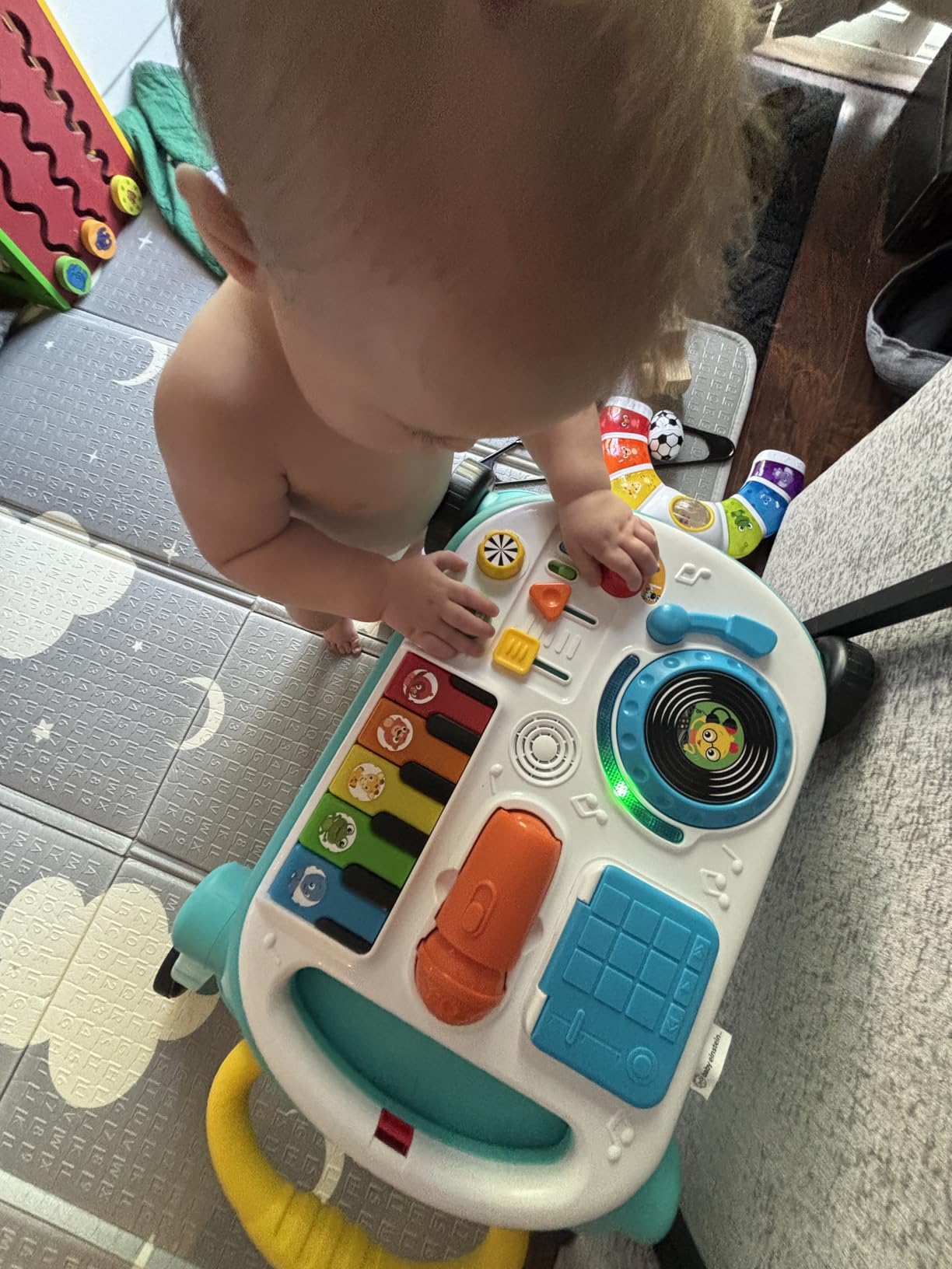 Baby Einstein Musical Mix 'N Roll 4-in-1 Push Walker, Activity Center, Toddler Table & Floor Toy, 100+ Songs & Phrases, DJ Station with Piano customer photo 2