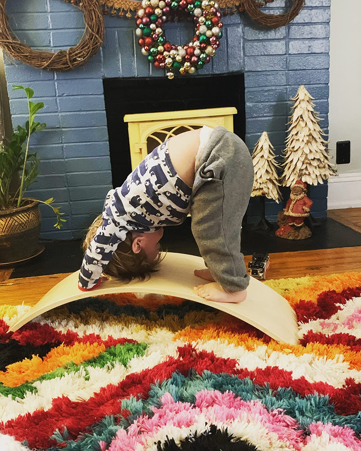 WOOD CITY Wobble Board, Wooden Balance Board Kids for Toddlers & Adults, Curvy Rocker Board for Yoga and Exercise Indoor & Outdoor customer photo 2