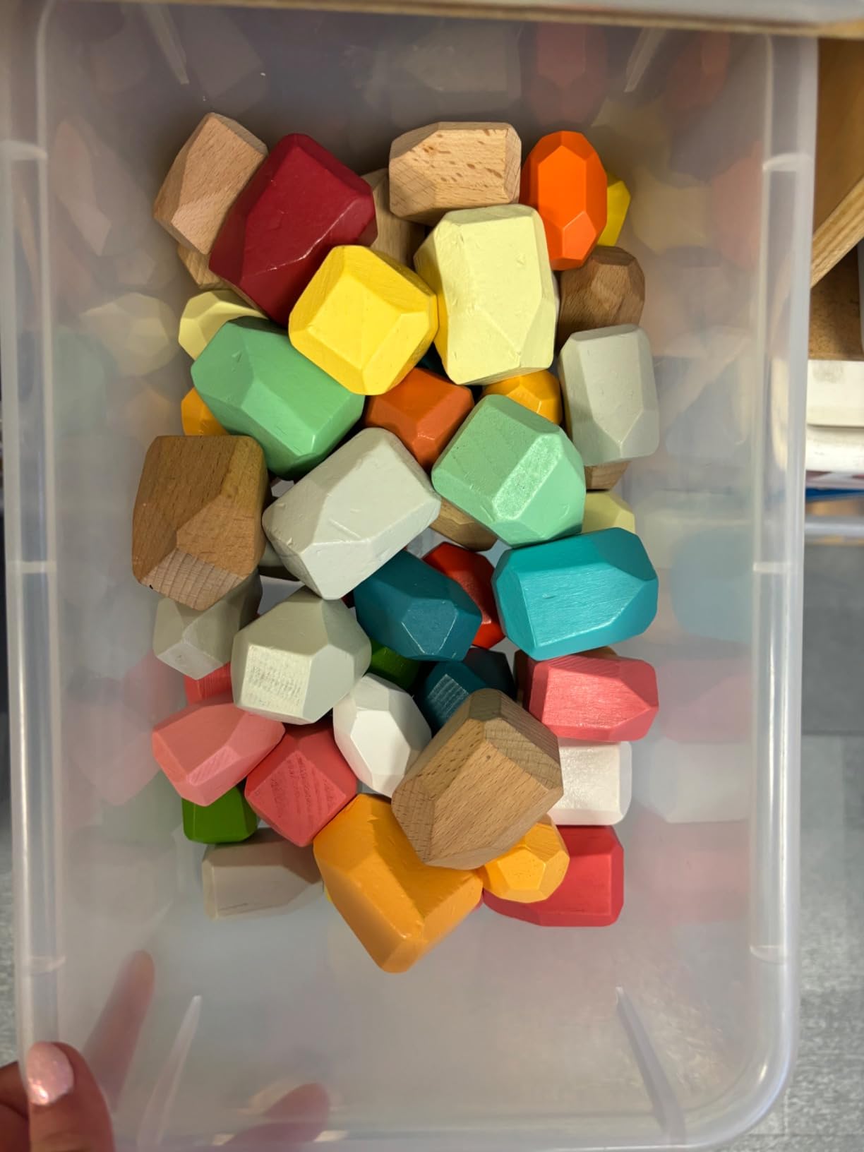 BESTAMTOY 36 PCS Wooden Sorting Stacking Rocks Stones,Sensory Toddler Toys Learning Montessori Toys, Building Blocks Game for Kids 3 4 5 6 Years Boy and Girl Birthday Gifts for Kids customer photo 1