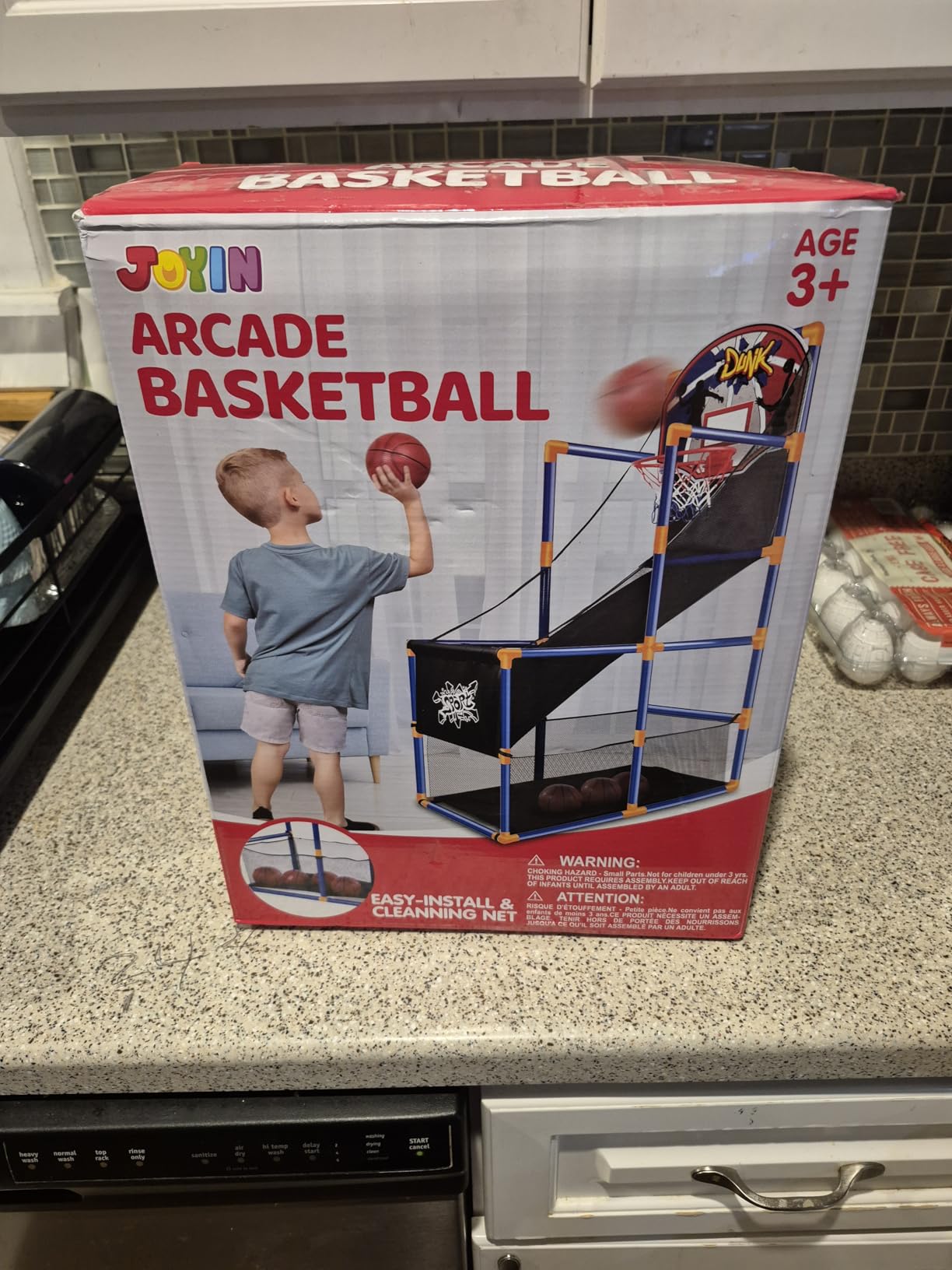 JOYIN Arcade Basketball Game Set with 4 Balls and Hoop for Kids 3+ Years Old Indoor Outdoor Sport Play - Easy Set Up - Air Pump Included - Ideal for Competition customer photo 1