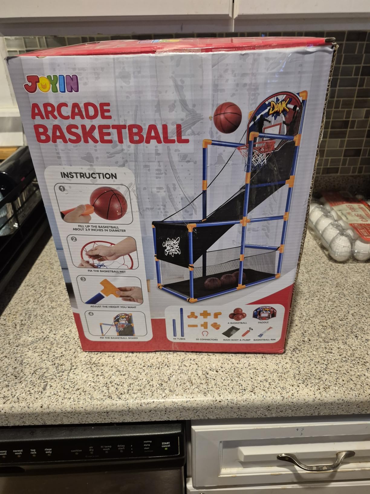 JOYIN Arcade Basketball Game Set with 4 Balls and Hoop for Kids 3+ Years Old Indoor Outdoor Sport Play - Easy Set Up - Air Pump Included - Ideal for Competition customer photo 2