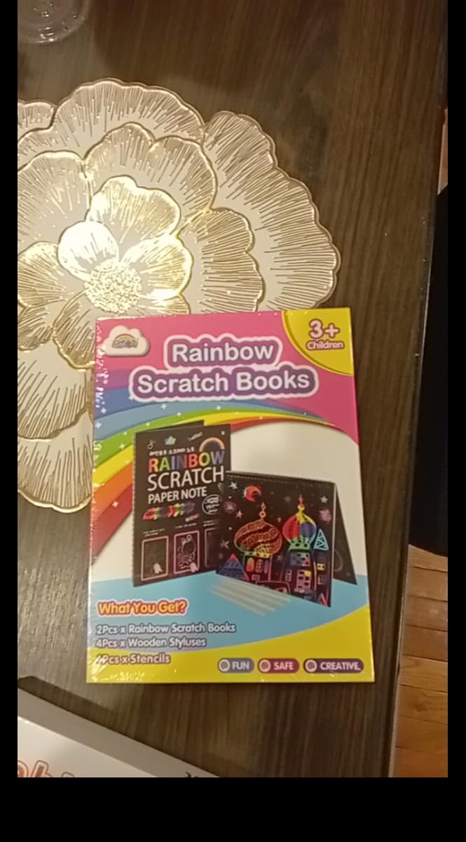 ZMLM Scratch Paper Art-Crafts Gift: 2 Pack Rainbow Notebooks Supplies Toys Easter Basket Stuffers for 3 4 5 6 7 8 9 10 Years Old Girls and Boys Kids Valentine's Day Birthday Party Travel Games (Pink) customer photo 1