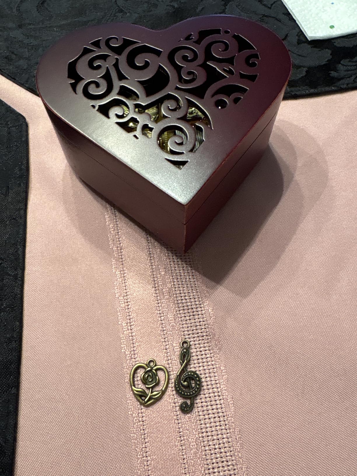 Pursuestar Amazing Grace Music Box, Heart Shaped Vintage Wood Mechanism Wind Up Musical Box Gifts for Catholic and Christian Baptism, First Communion or Confirmation customer photo 1