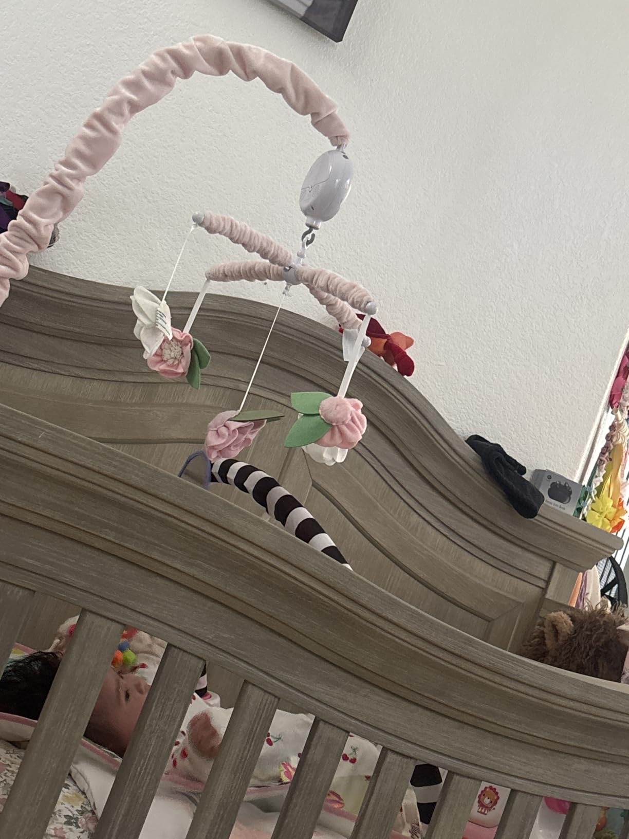 The Peanutshell Crib Mobile for Girls - Pink Musical Baby Crib Mobile with 12 Lullabies, Flower Baby Mobile Crib Pink Floral Nursery Decor customer photo 1
