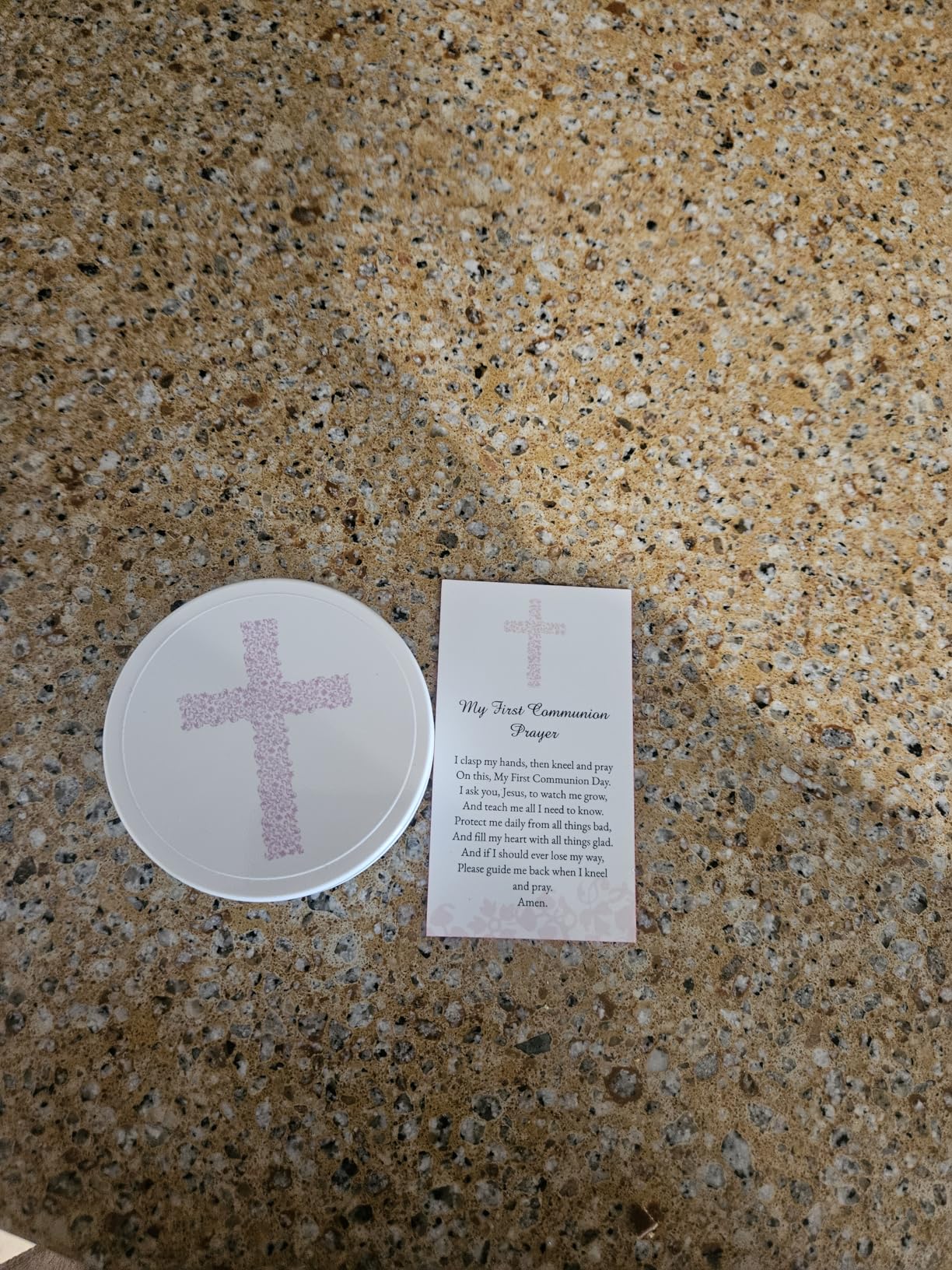 Westmon Works First Communion Rosary Set for Girls with Pink Rose Shaped Bead Case and Holy Card customer photo 1