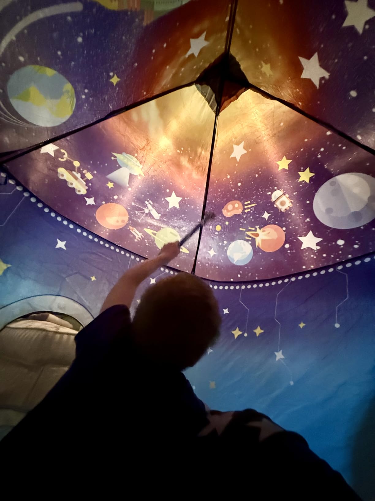 WillingHeart Play Tent for Kids Pretend Playhouse Indoor Outdoor Games Party Children Pop Up Foldable Tent Birthday Toy for Boys Girls Toddler Baby Playroom Gift, Rocket Ship Spaceship Space Themed customer photo 2