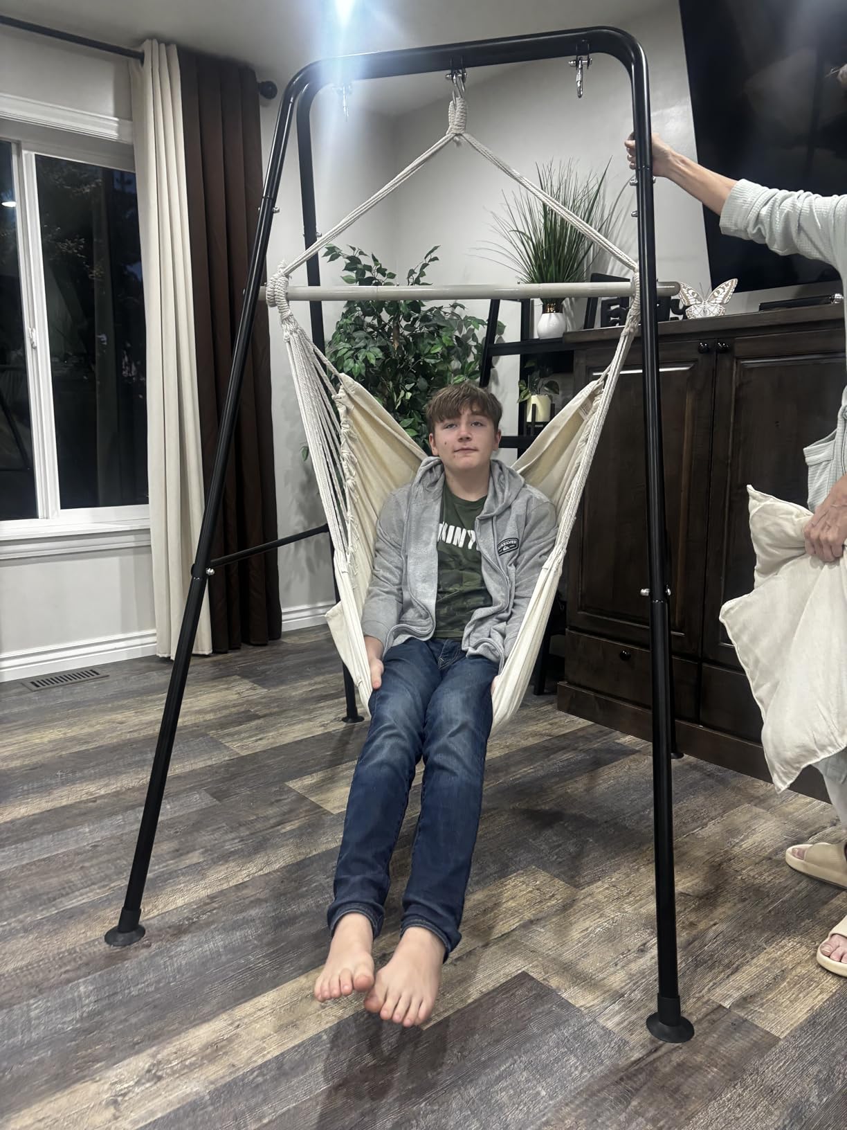 G TALECO GEAR Hammock Chair Stand, Heavy-Duty Steel 300LBS Multi-Use Hammock Stand for Outdoor Indoor, Swing Chair not Include (Black) customer photo 1